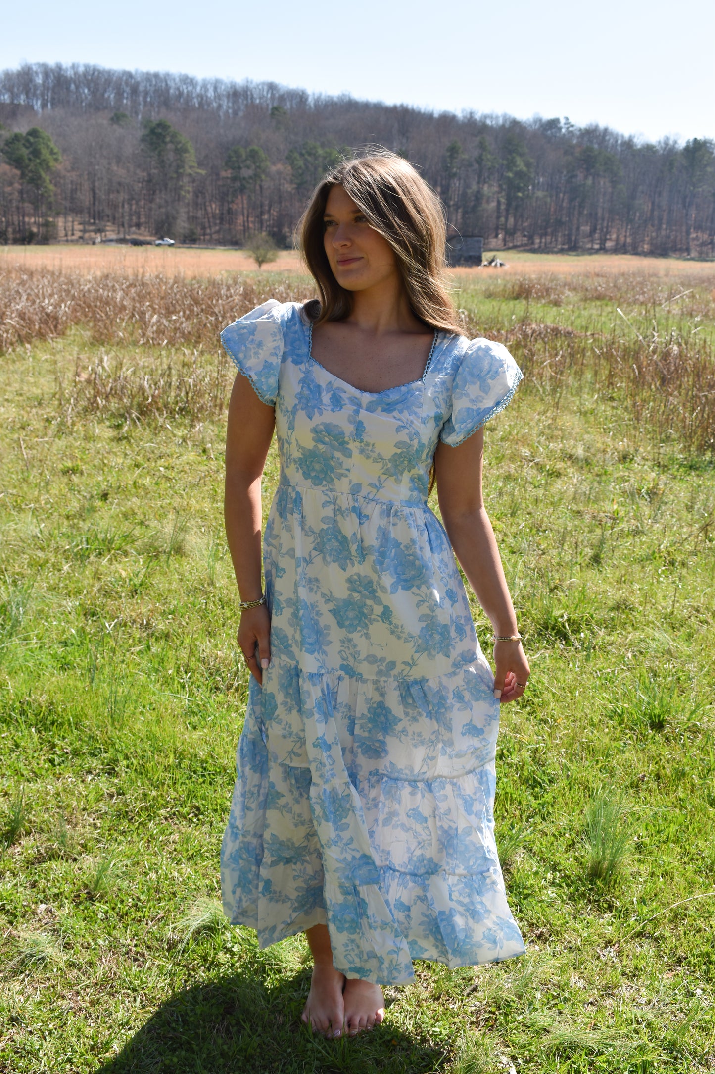 Baby Blue Floral Maxi Dress