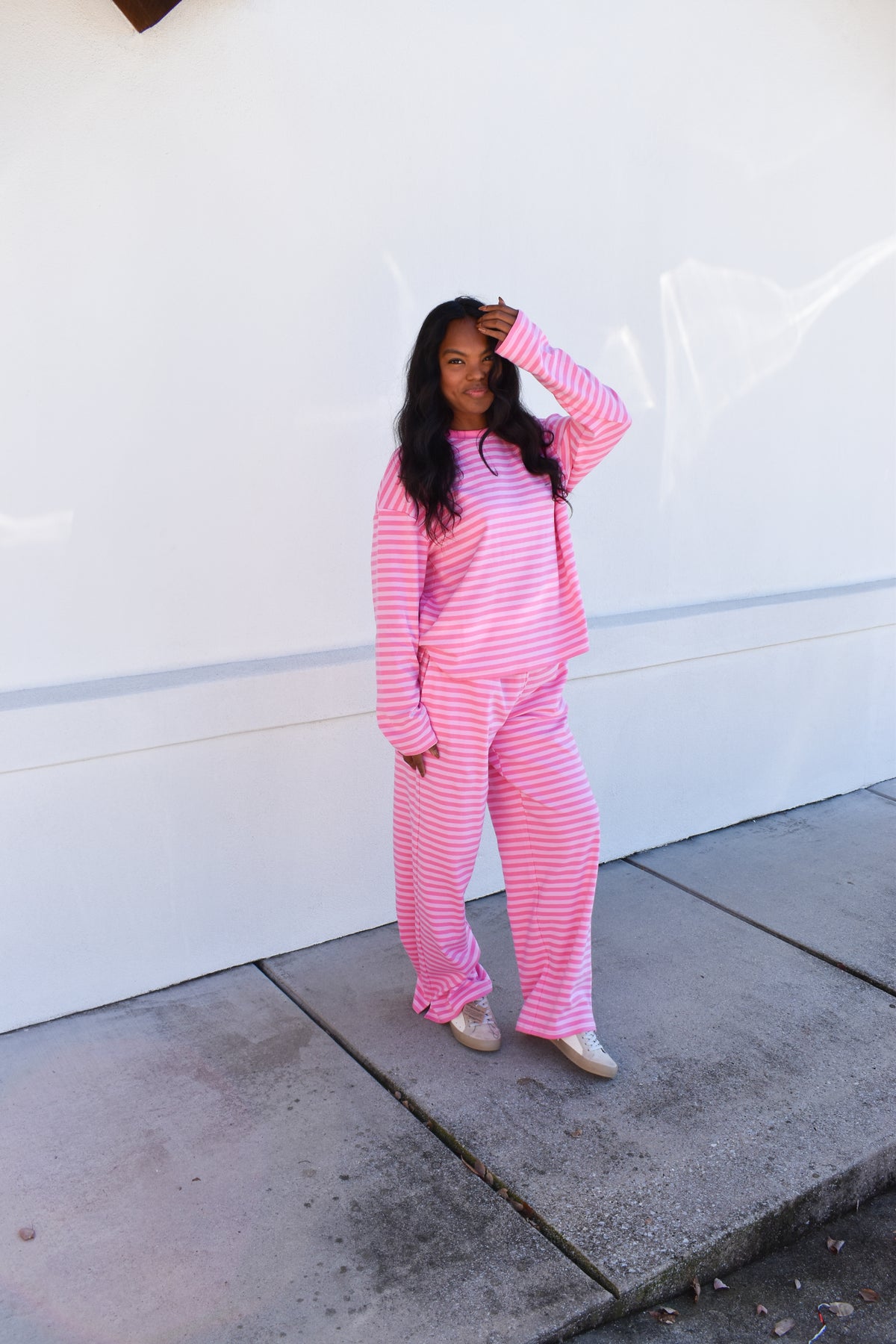 Hot Pink Striped Loungewear Pants