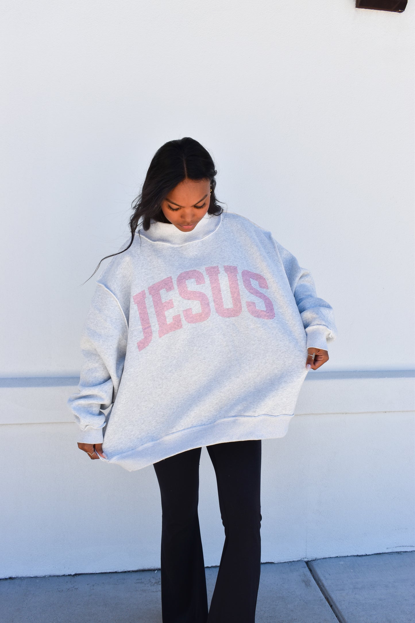 'JESUS & GOD IS GOOD' Reversible Mockneck: Pink