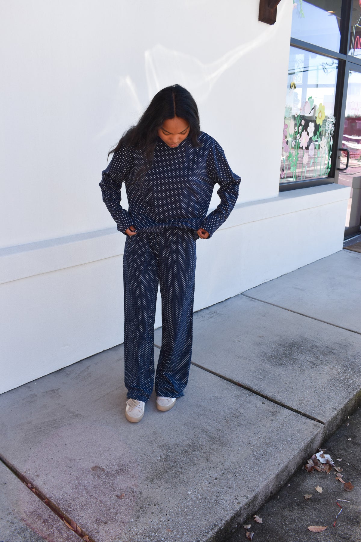 Navy Blue Polka Dot Loungewear Pants
