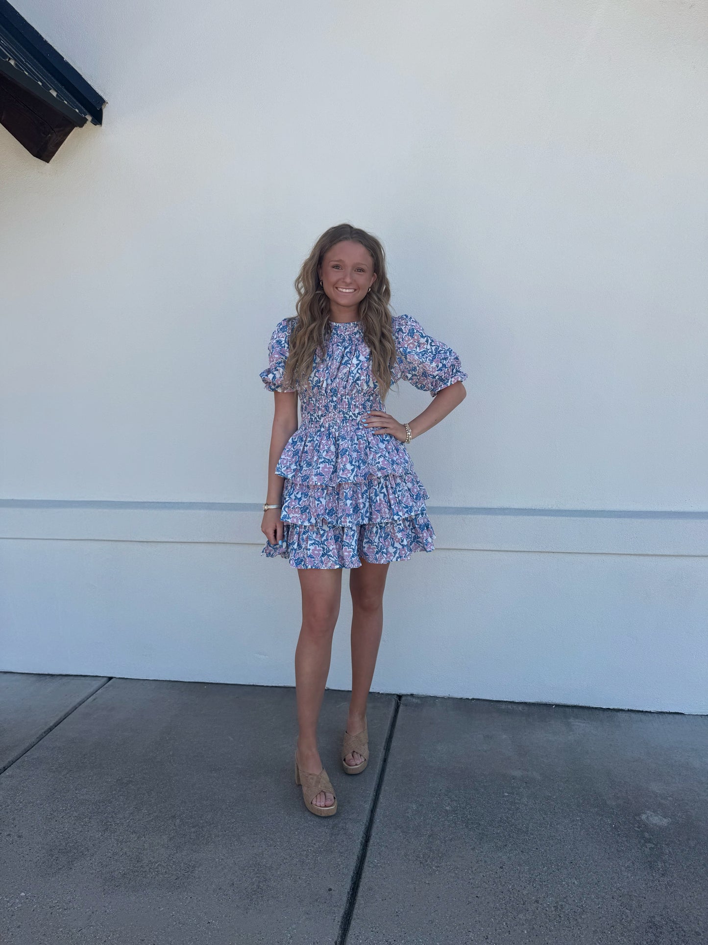 Smocked Neck and Waist Tiered Dress