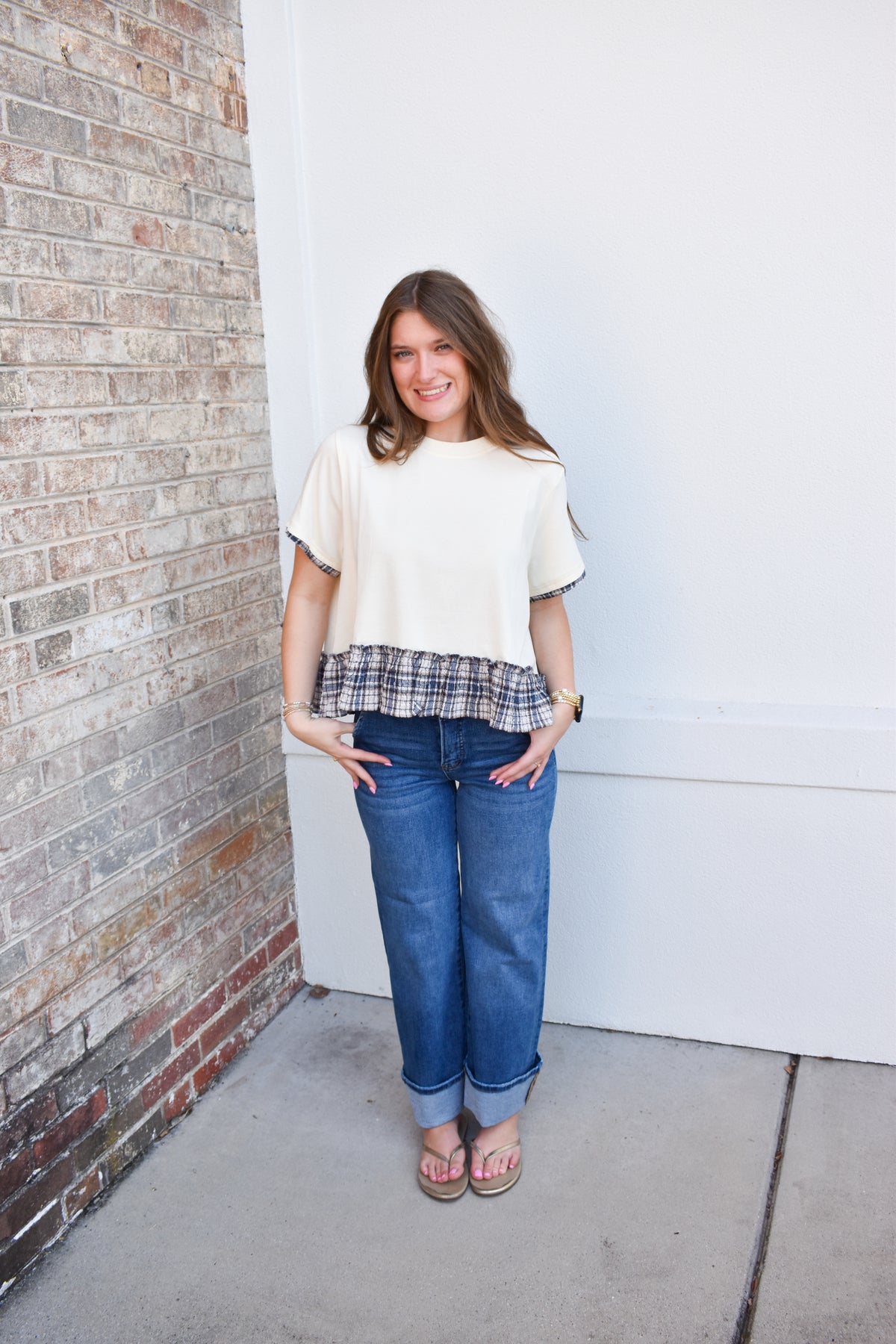 Hadley Plaid Trim Top