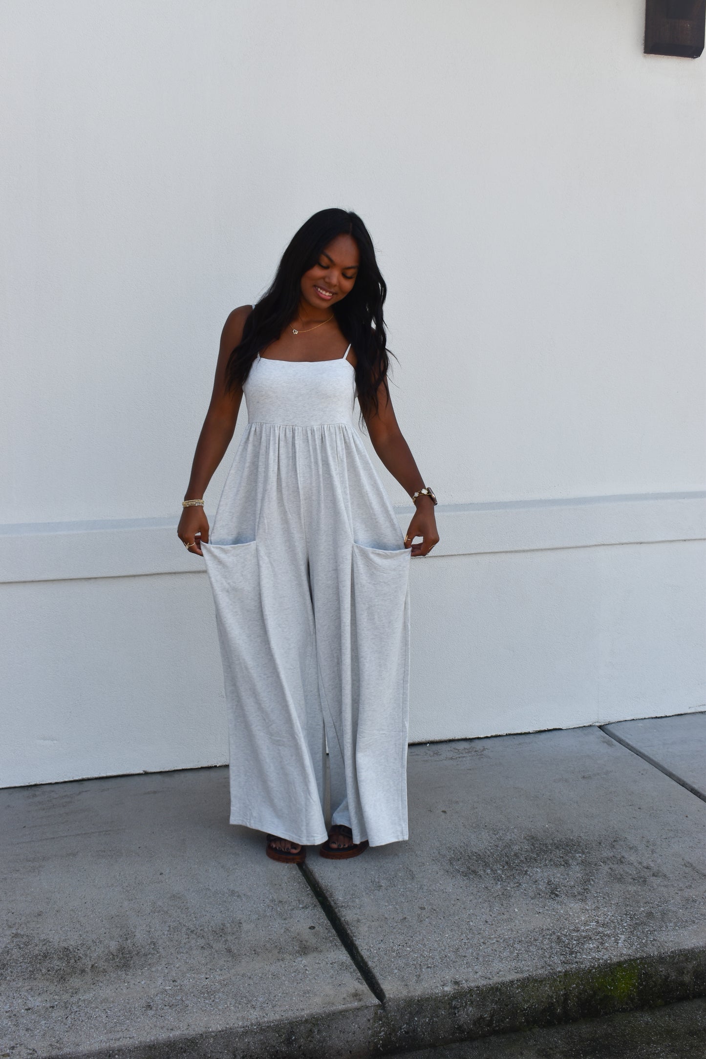 Strappy Empire Waist Wide Leg Jumpsuit