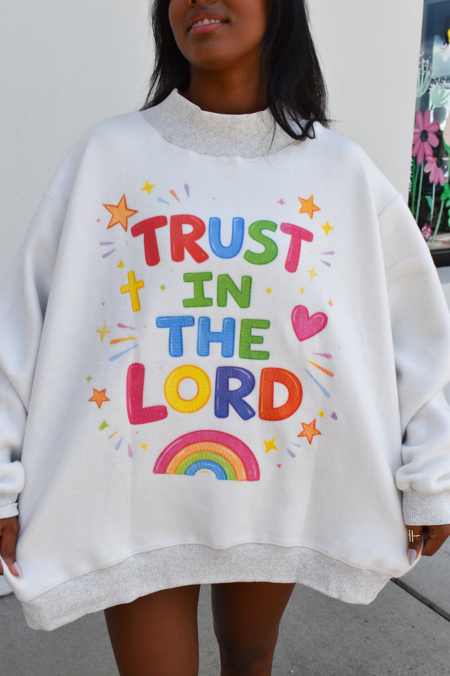 'OPEN DOORS' GRAPHIC Reversible Mockneck
