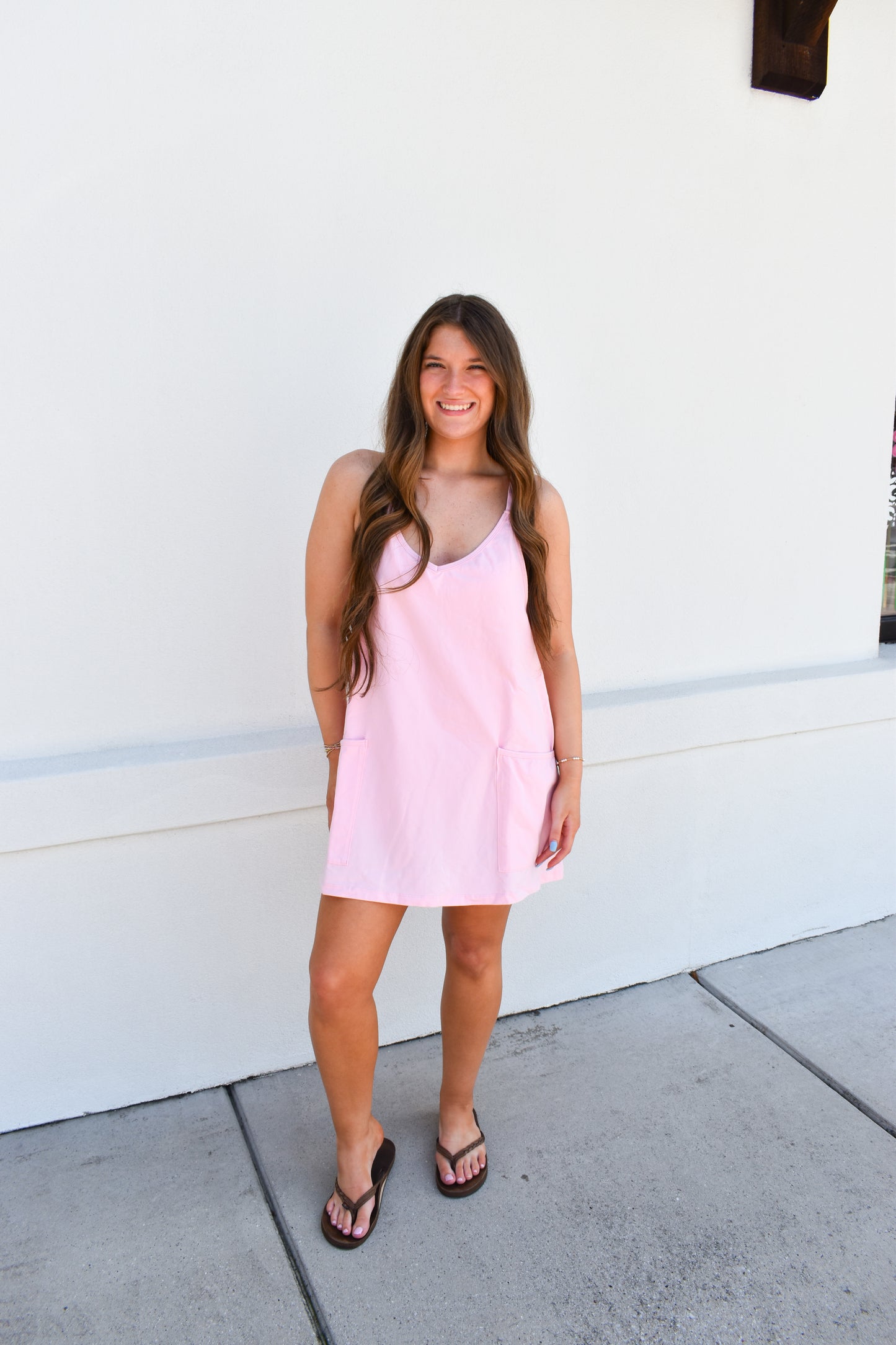 Mini Dress W/ Built in Romper Lining: Pink
