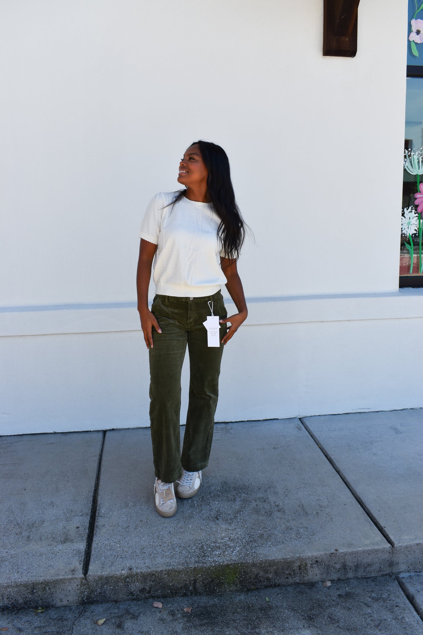 Starburst Pointelle Puff Sleeve Sweater