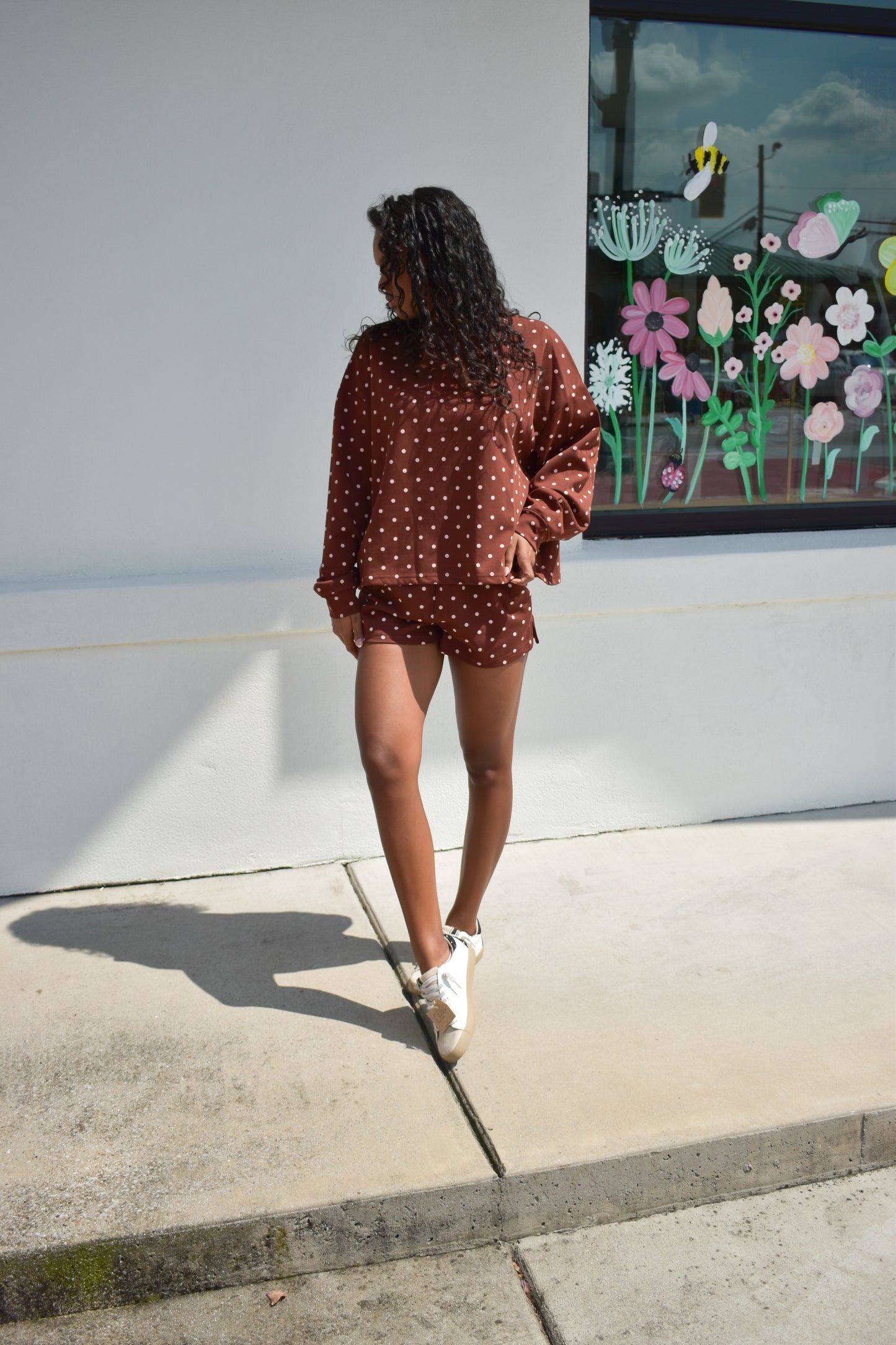 Chocolate Polka Dot Print Lounge Sweatshirt