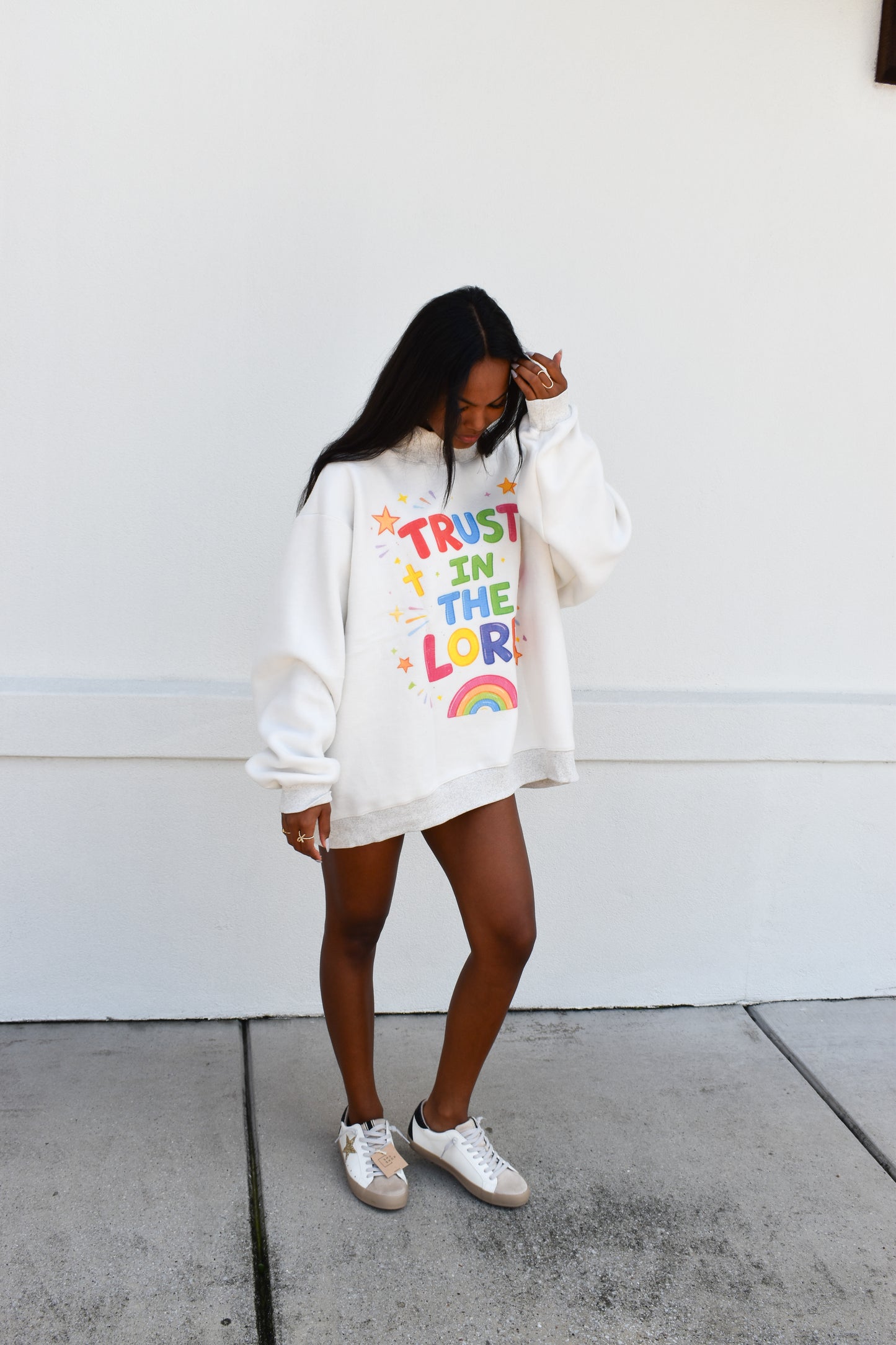 'OPEN DOORS' GRAPHIC Reversible Mockneck