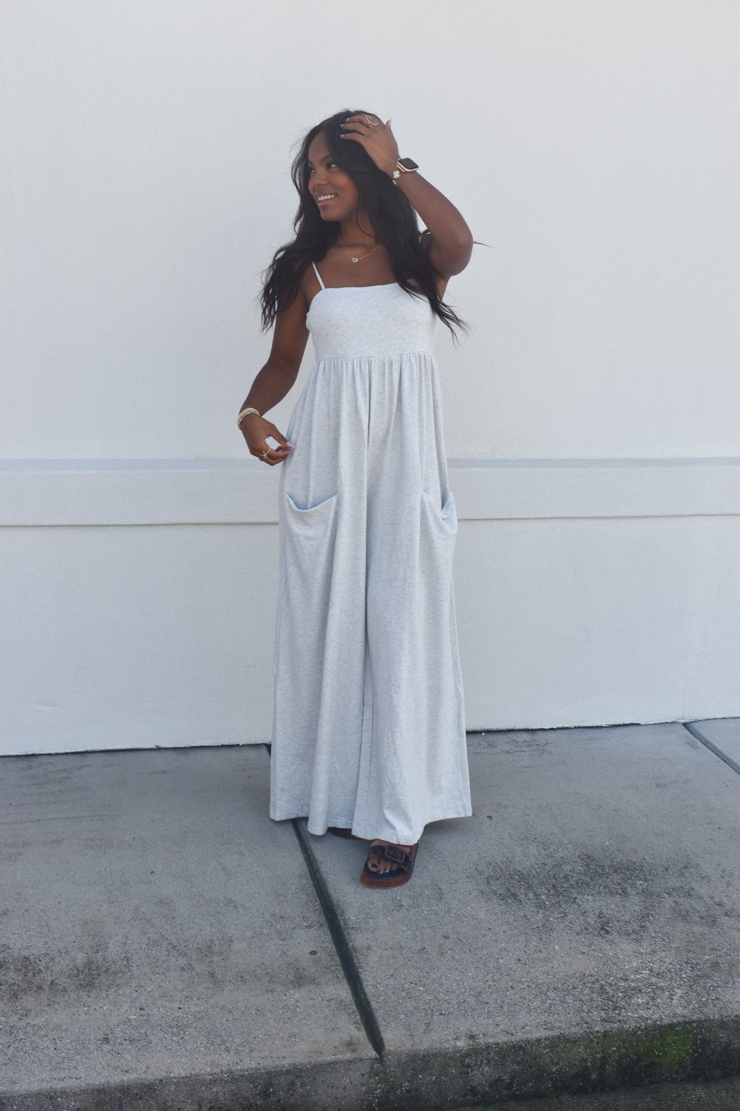 Strappy Empire Waist Wide Leg Jumpsuit
