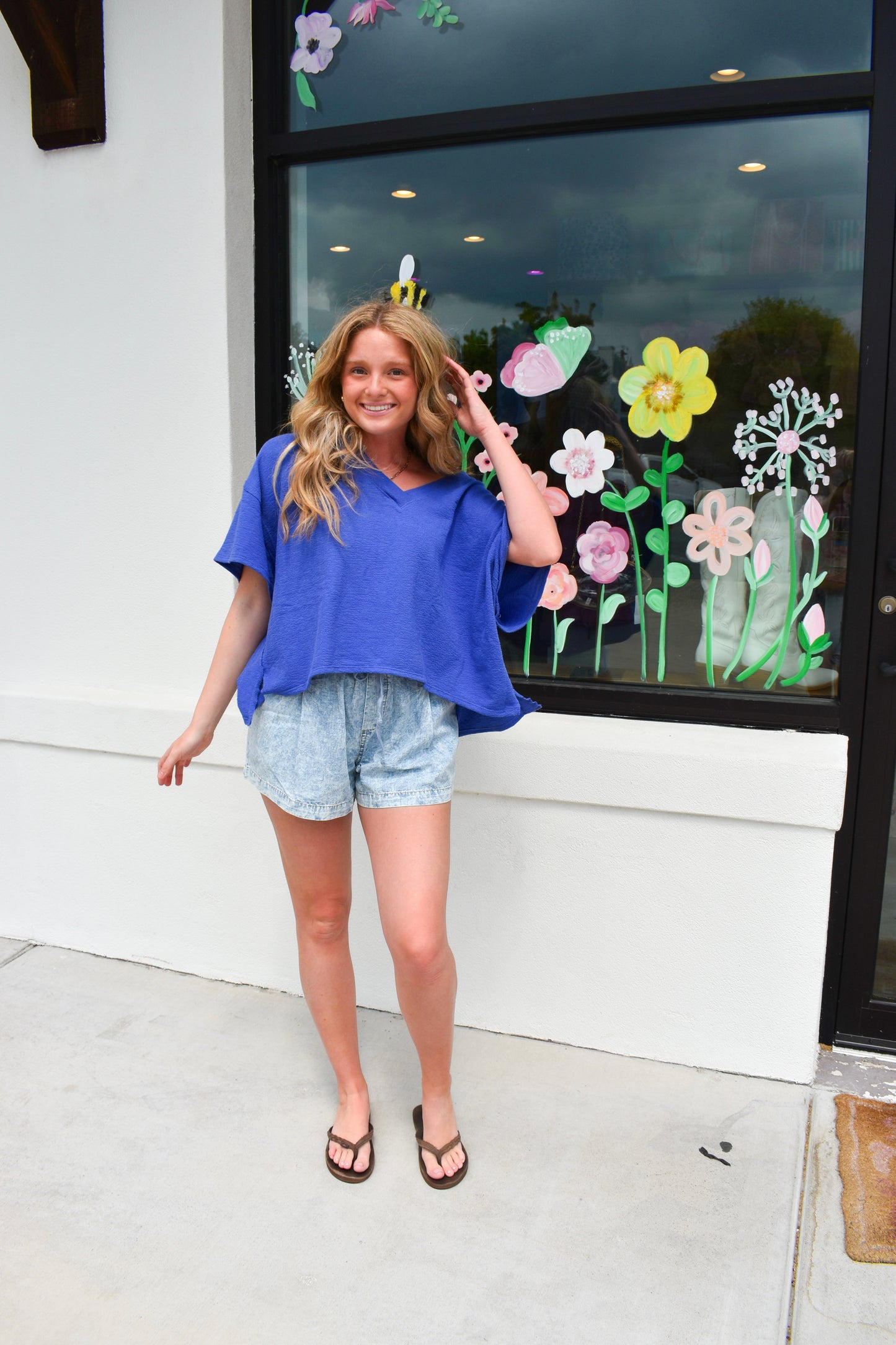 Deep Blue V-Neck Top