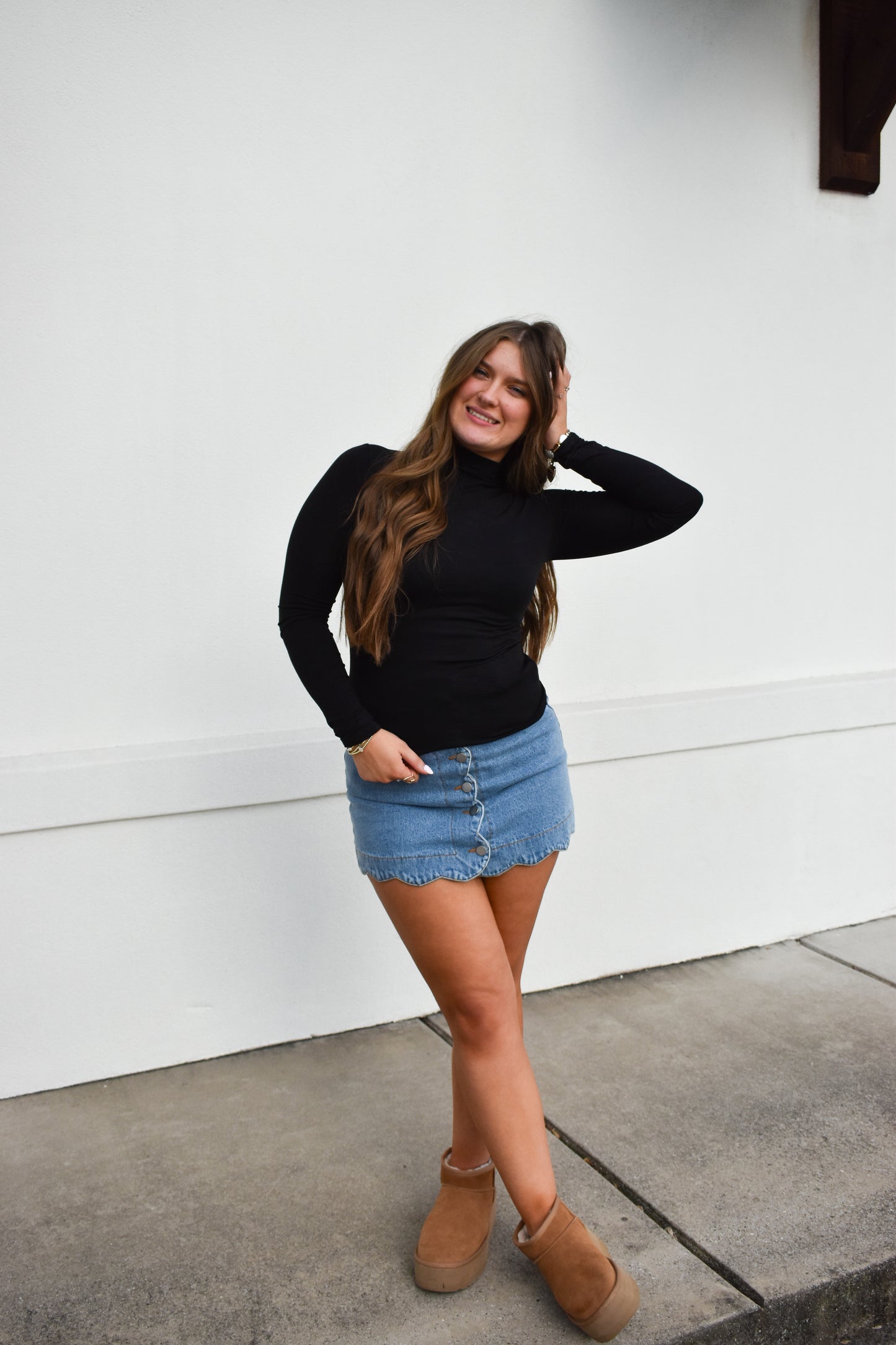 Basic Long Sleeve Turtle Neck: Black