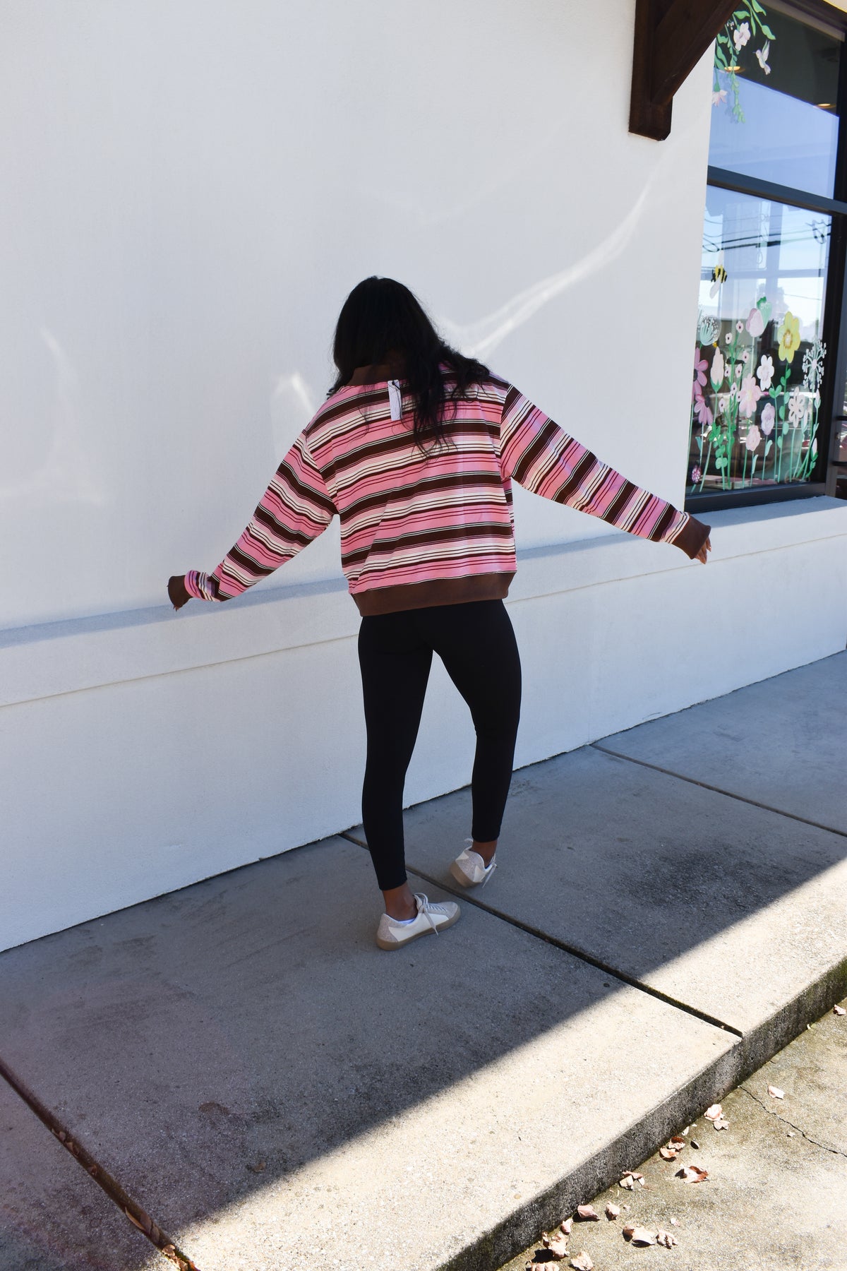 Striped Mockneck: Pink/Brown