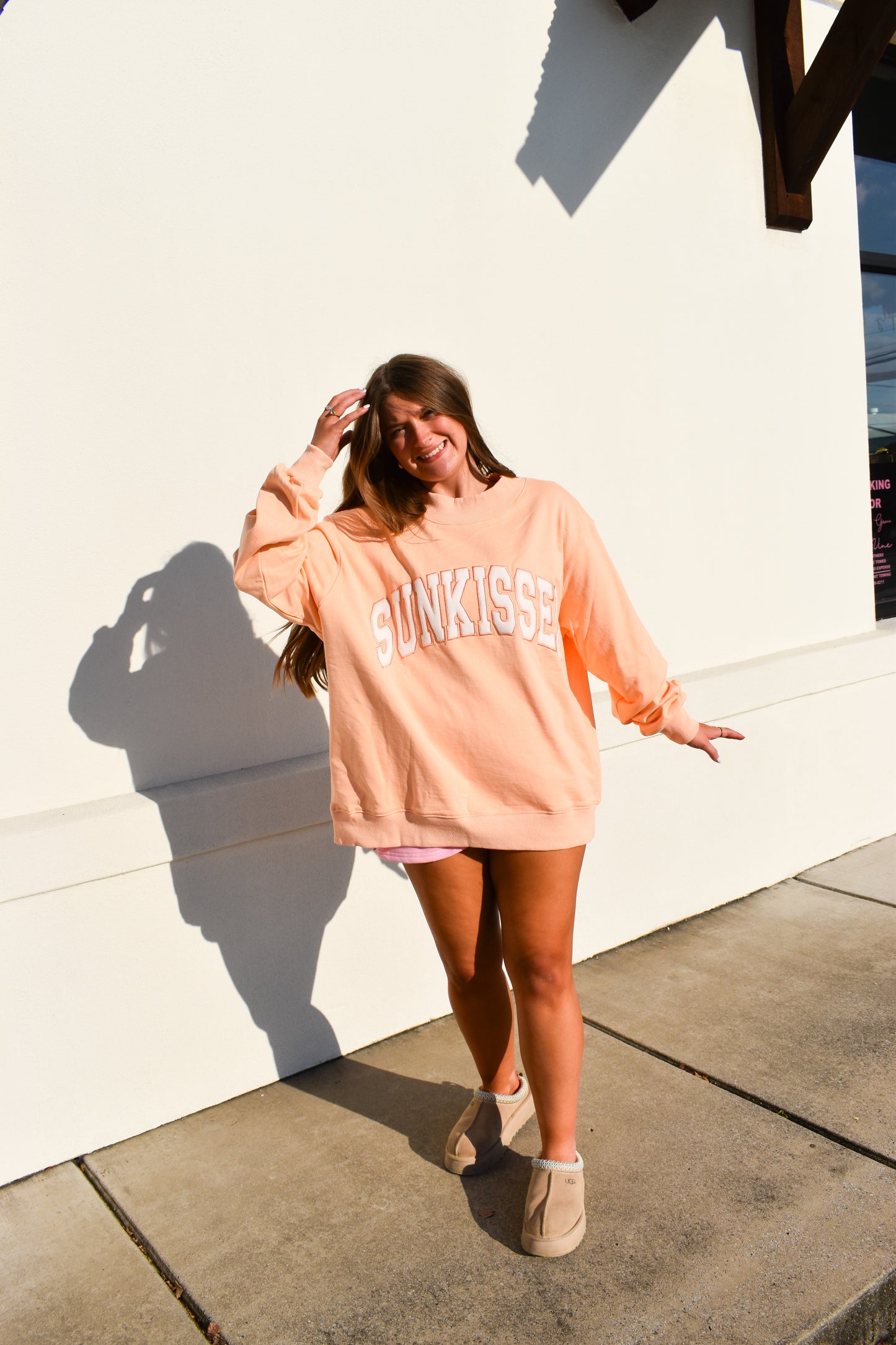 Varsity Sunkissed Embroidered Mockneck: Papaya Orange
