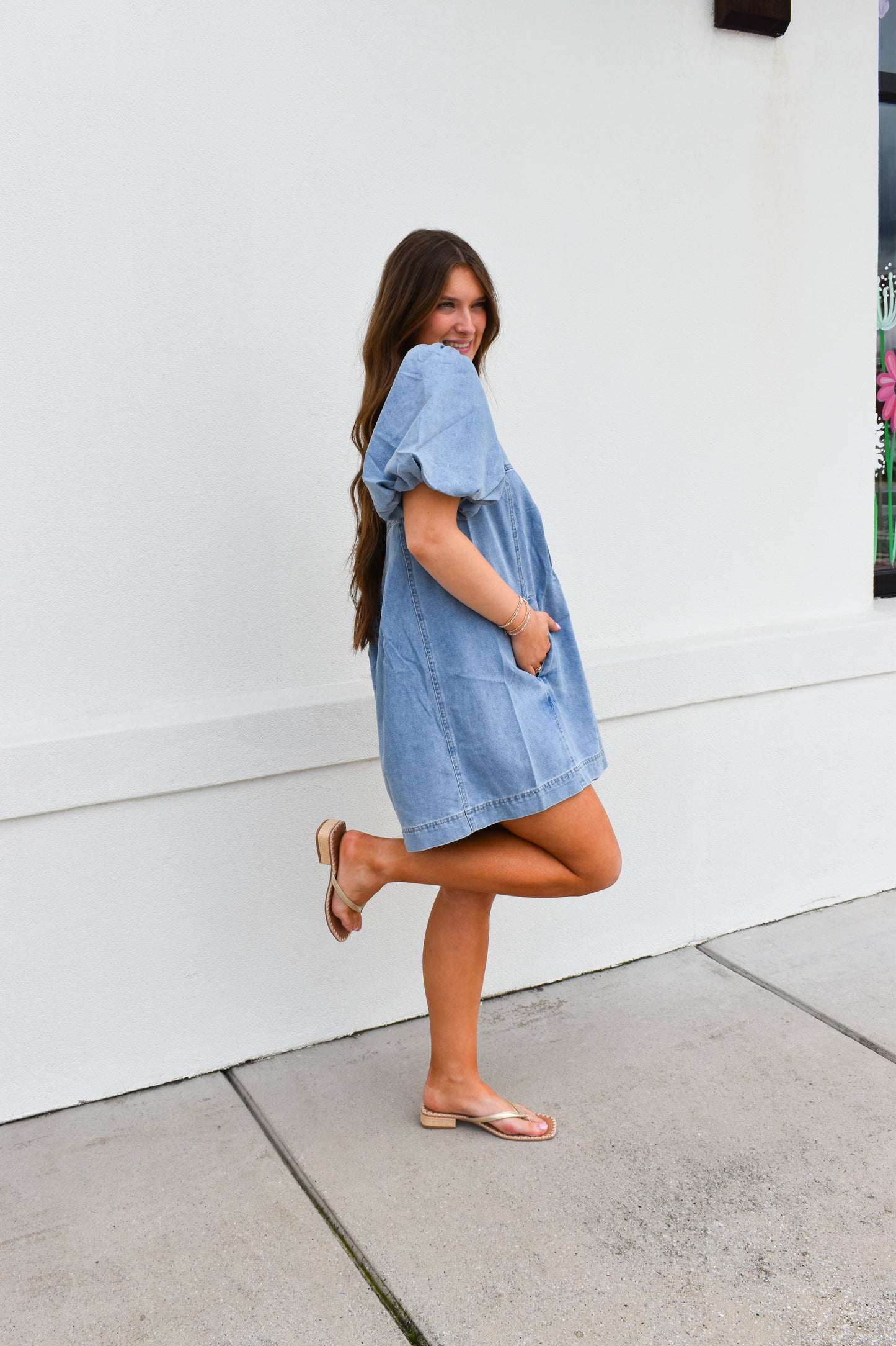 Stitch Detail Denim Bubble Romper