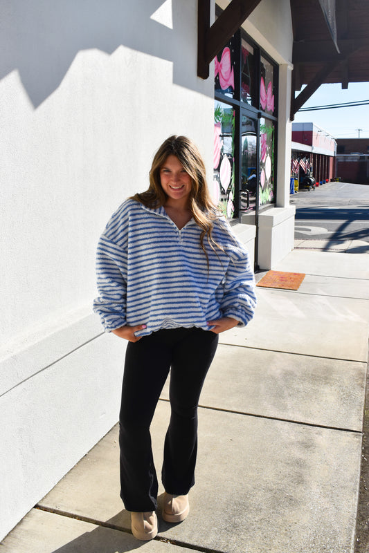 Liz Stripe Quarter Zip Fleece
