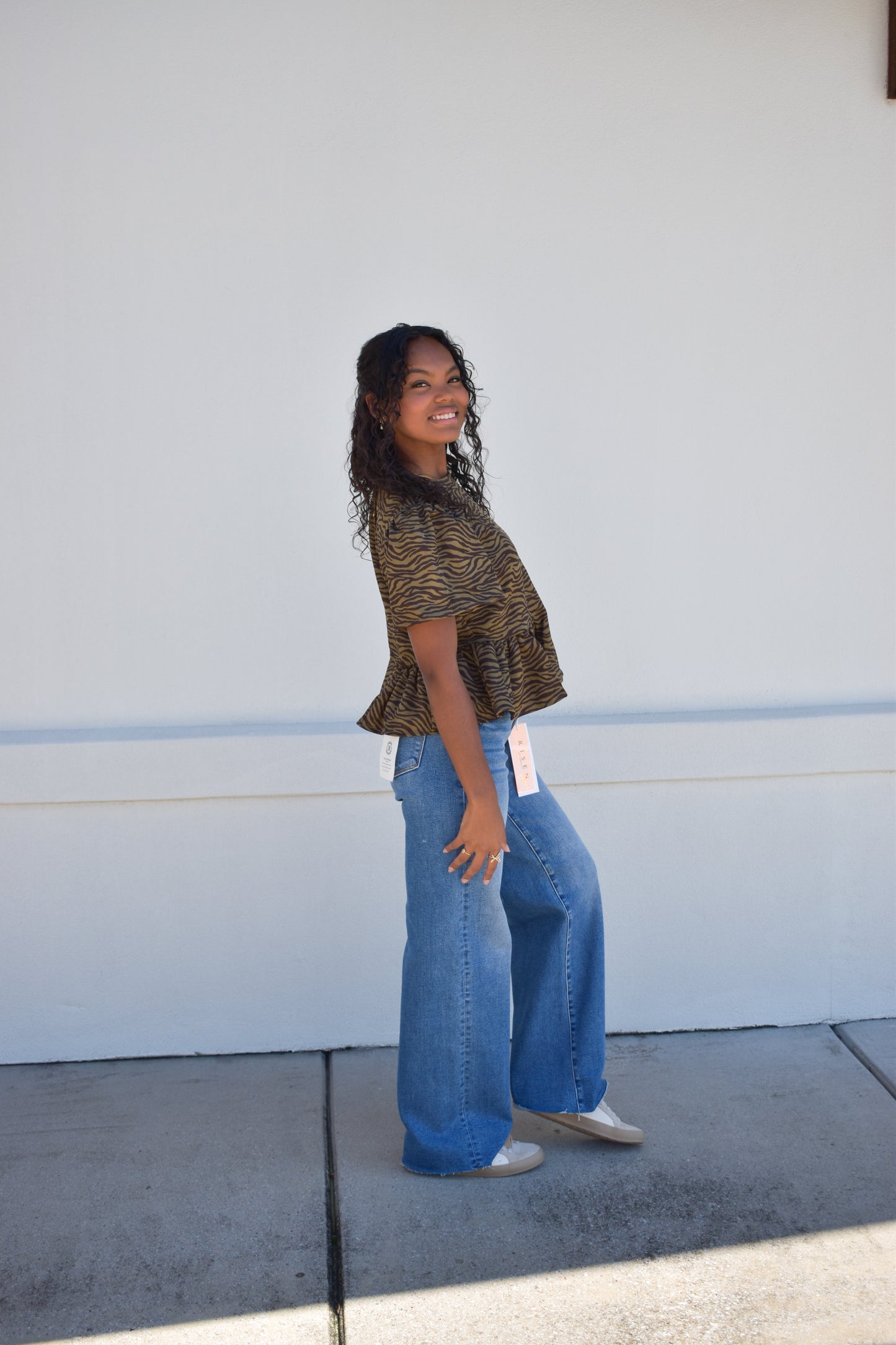 Zebra Social Peplum Top