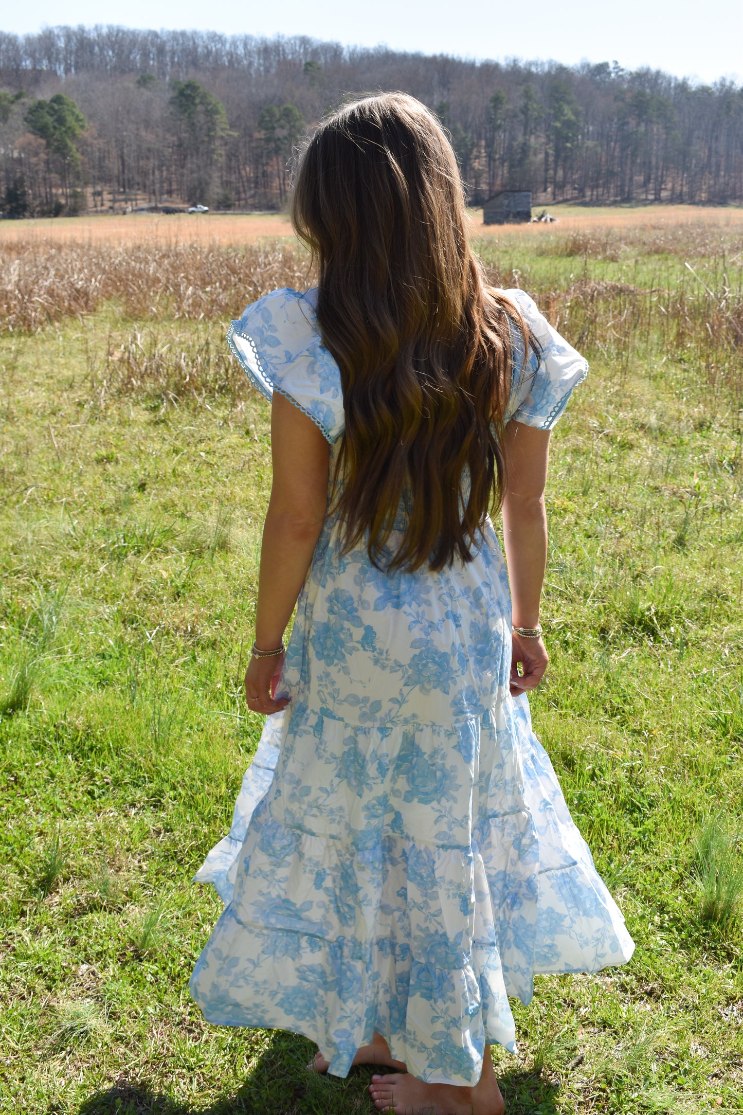 Baby Blue Floral Maxi Dress