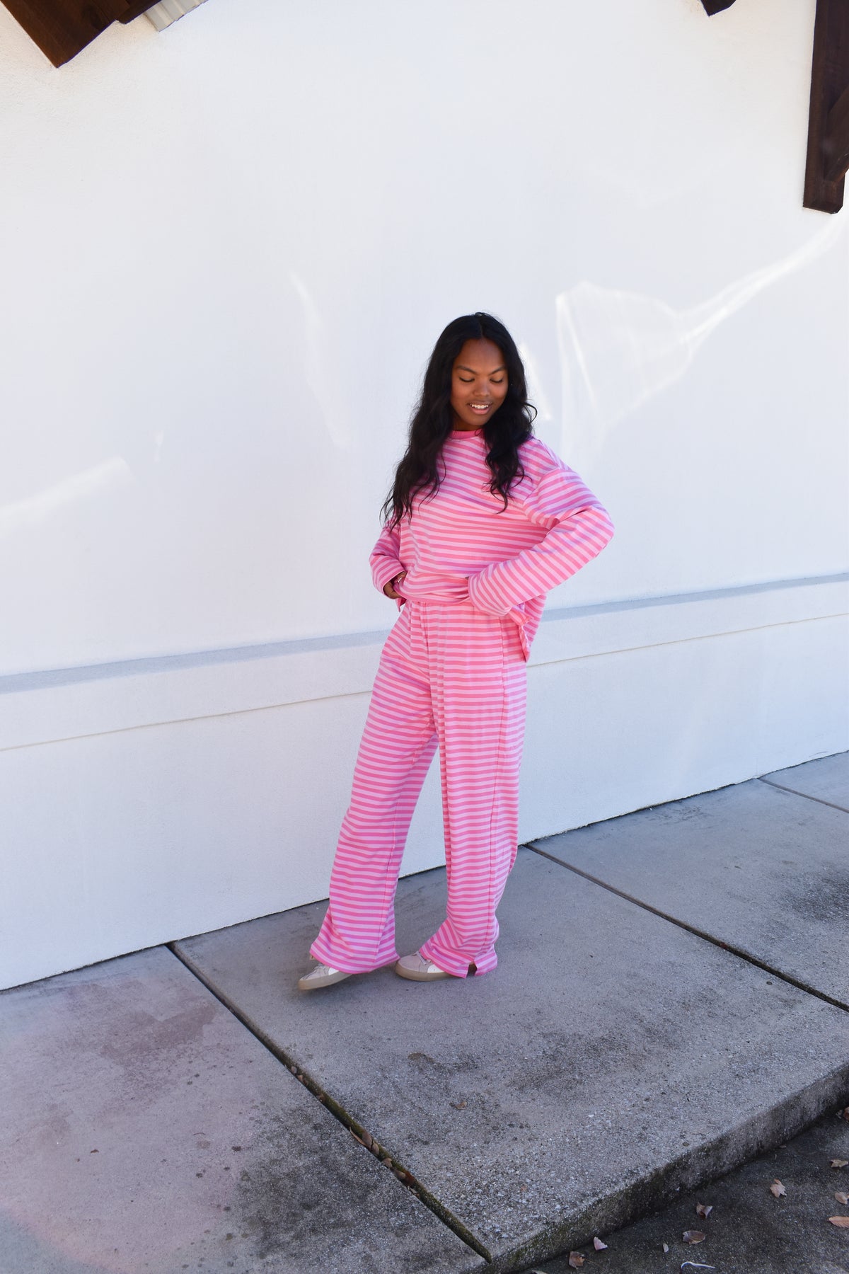 Hot Pink Striped Loungewear Pants