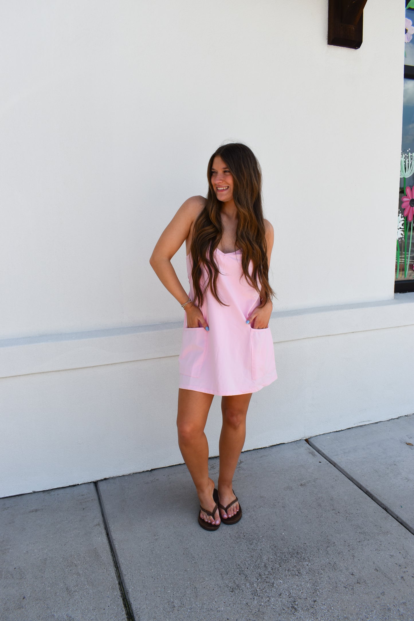 Mini Dress W/ Built in Romper Lining: Pink