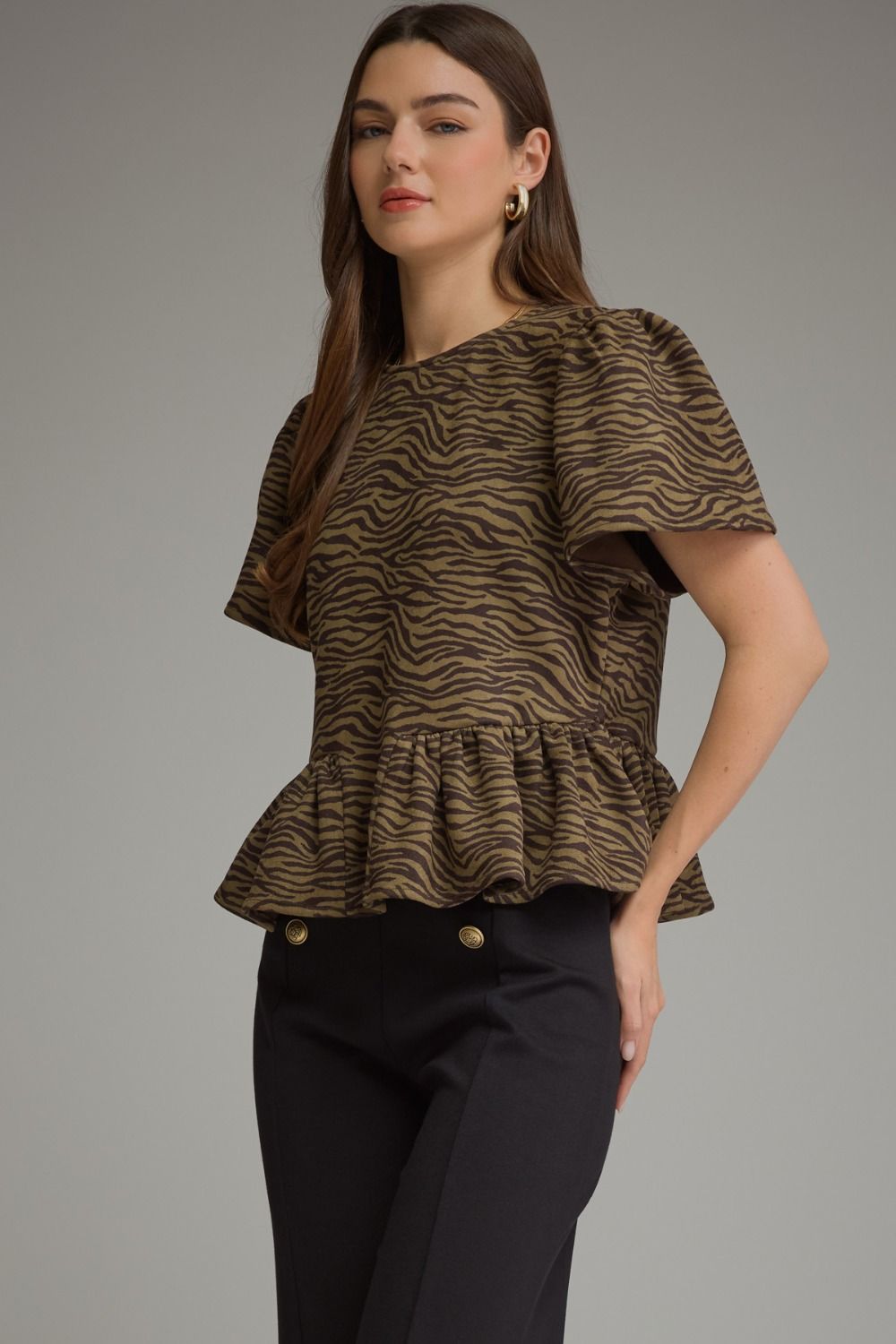 Zebra Social Peplum Top