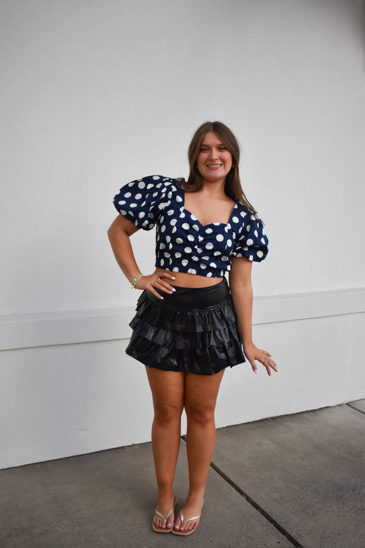Cropped Polka Dot Bubble Top