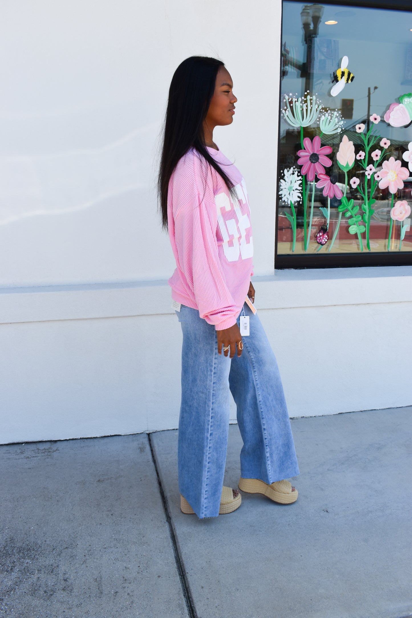 Pink Ribbed Georgia Sweatshirt