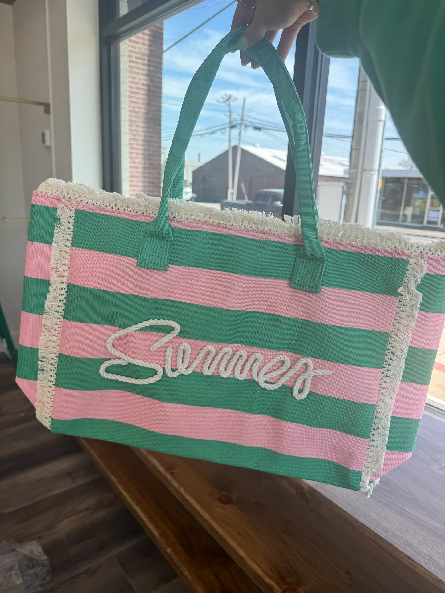 Summer Striped Tote Bag