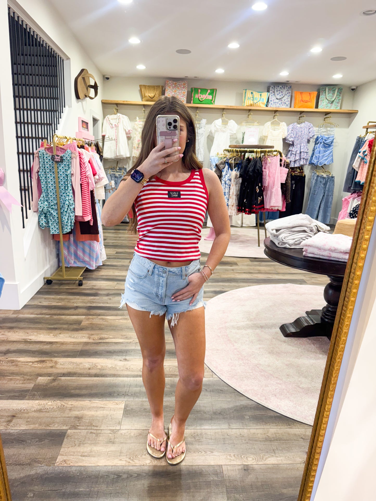 Lulu Mac Stripe Tank Top: Red