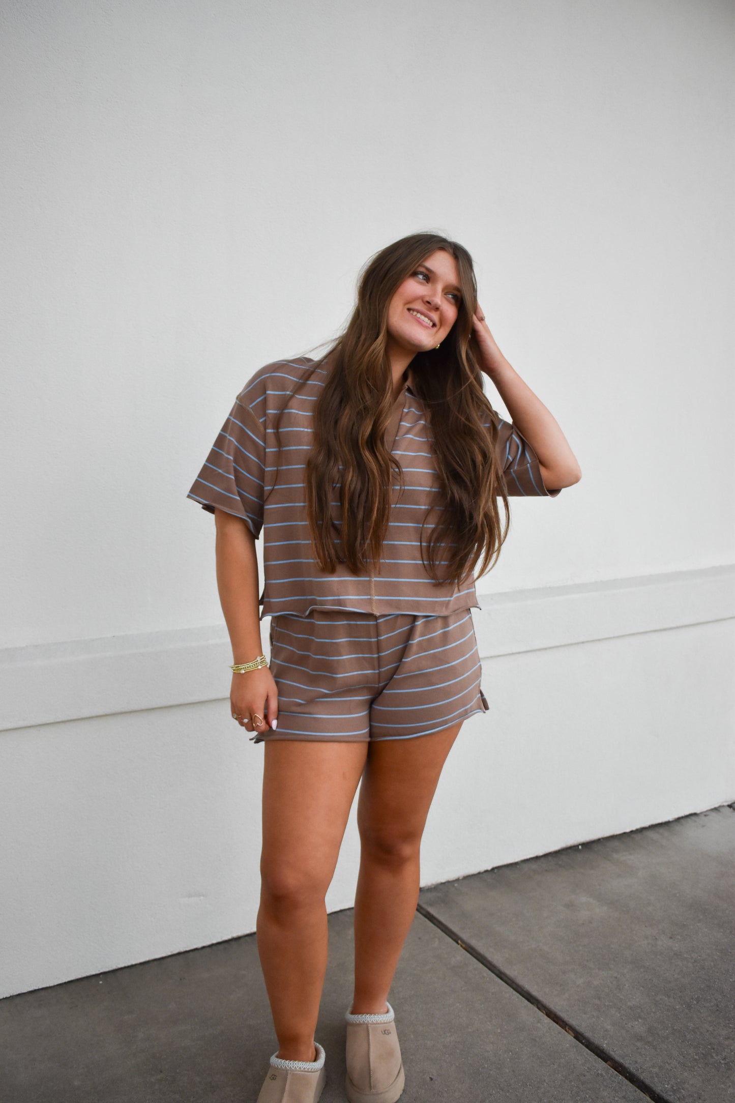 Striped Knit Shorts & Top Set