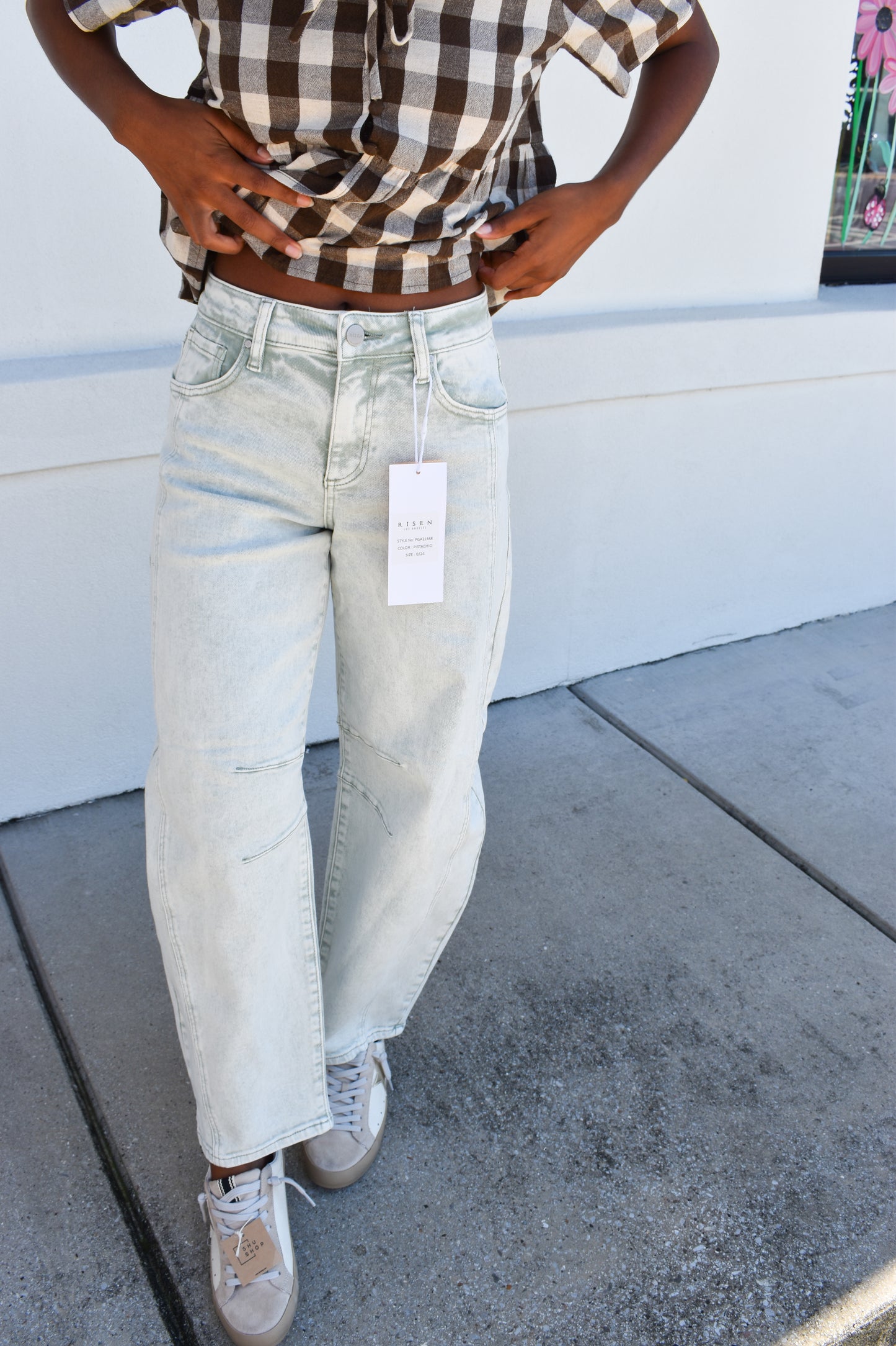 Risen Slouchy Ankle Barrel Pants: Light Wash