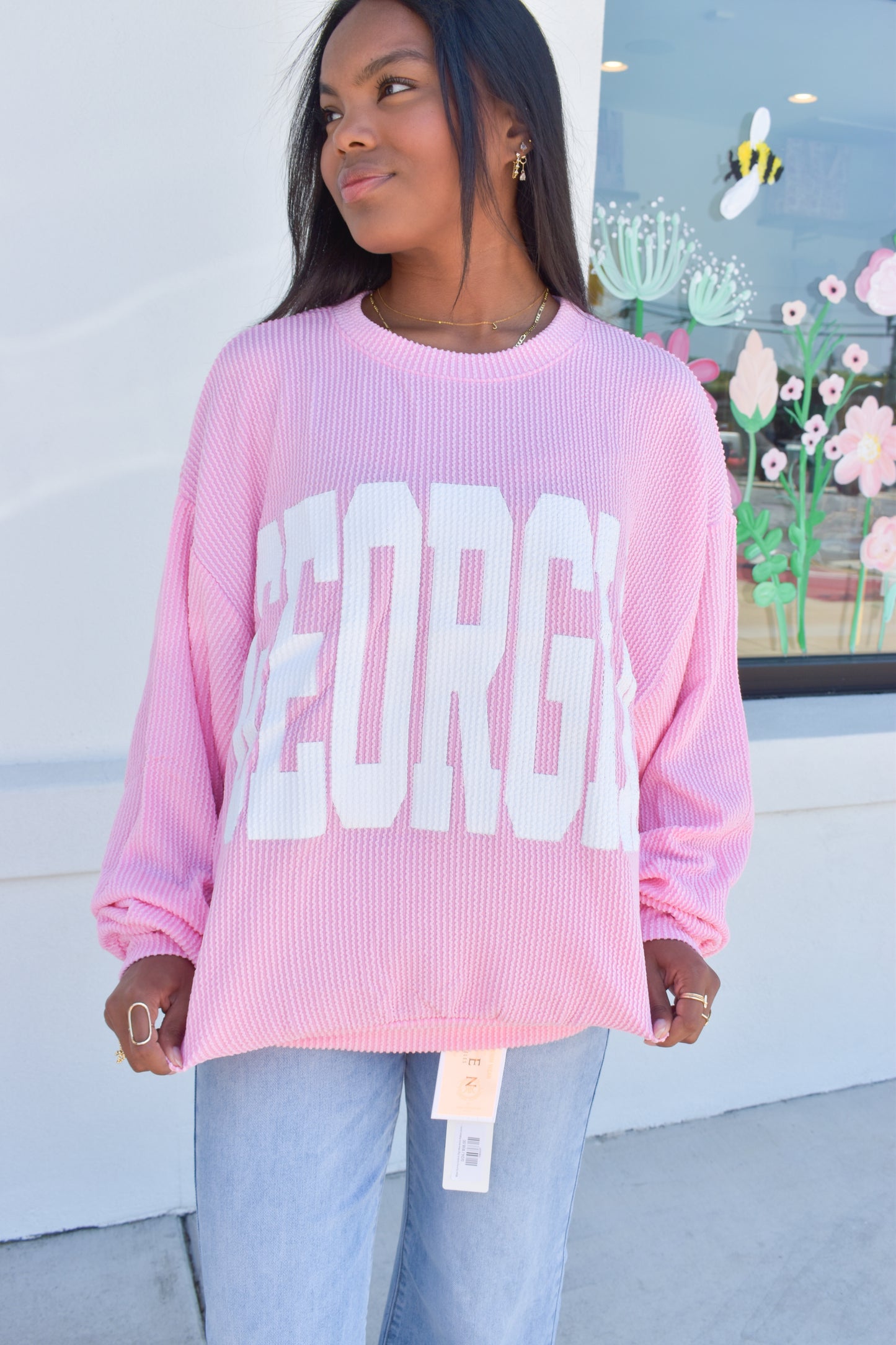 Pink Ribbed Georgia Sweatshirt