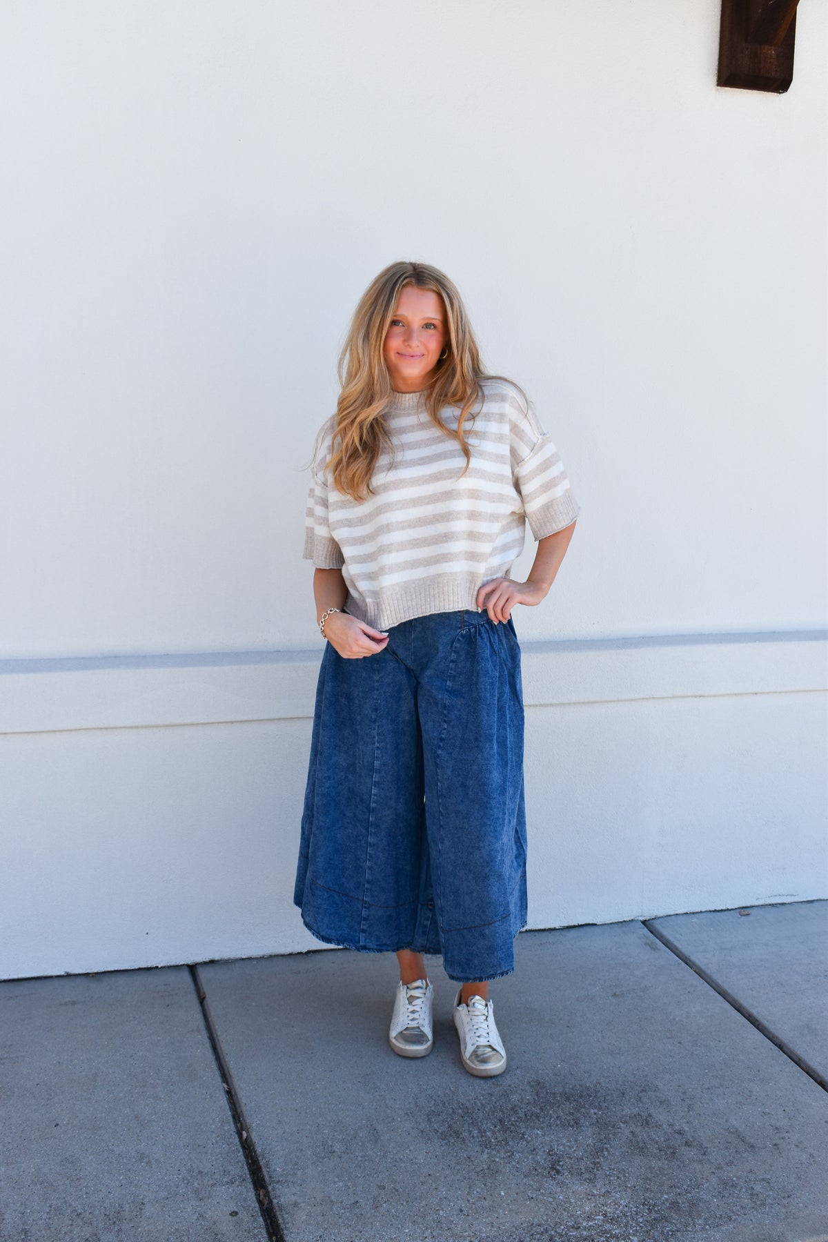 Oatmeal Stripe Sweater Top