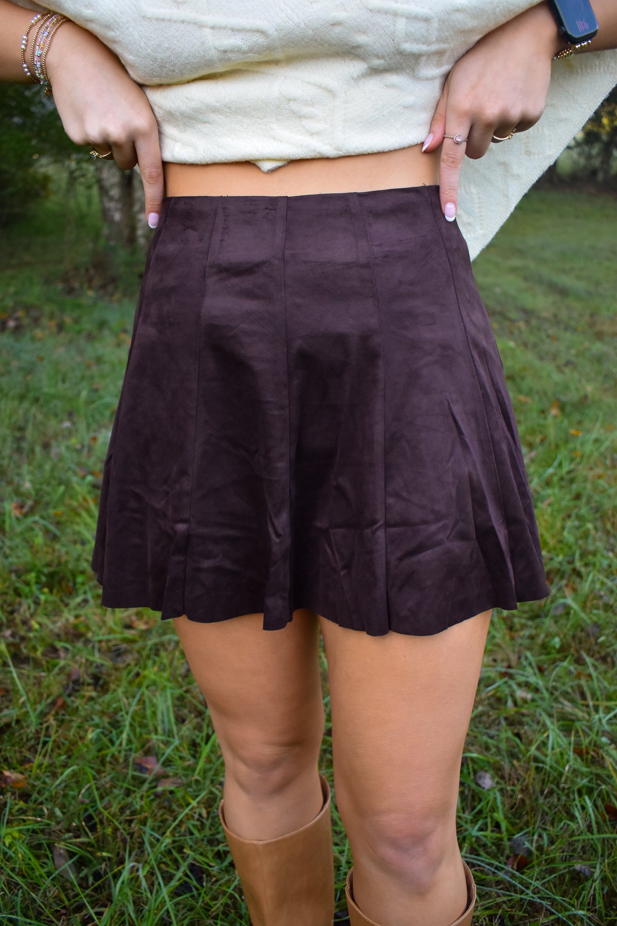 High-Waist Paneled Flare Mini Skirt
