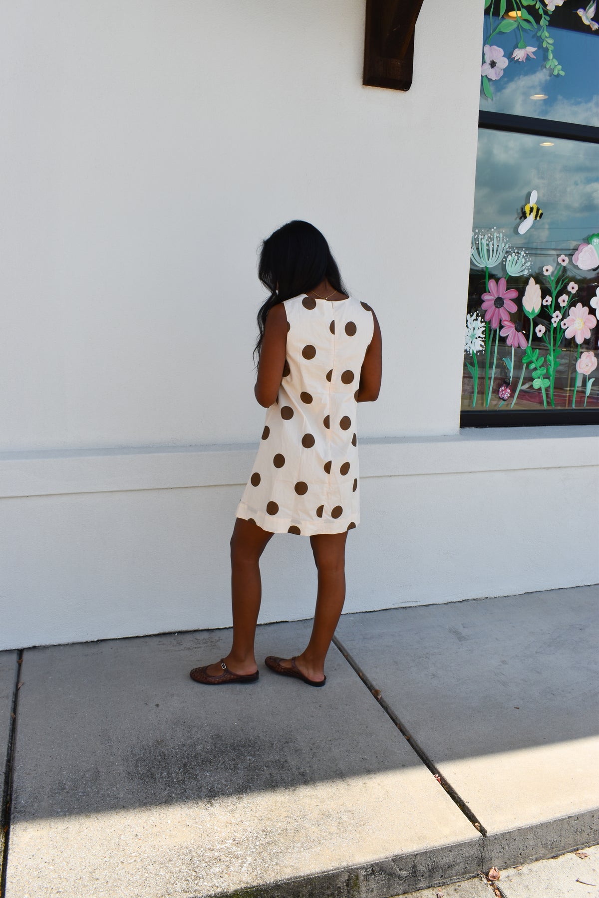 Polka Dot Sleeveless Mini Dress W/ Bow Detail