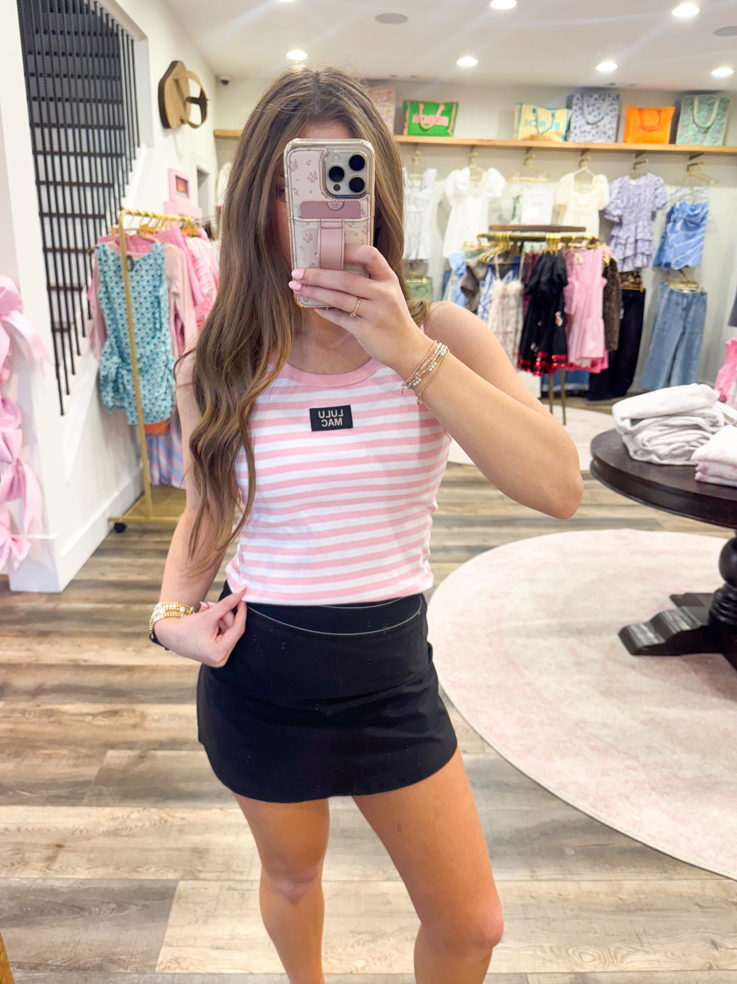 Lulu Mac Stripe Tank Top: Pink