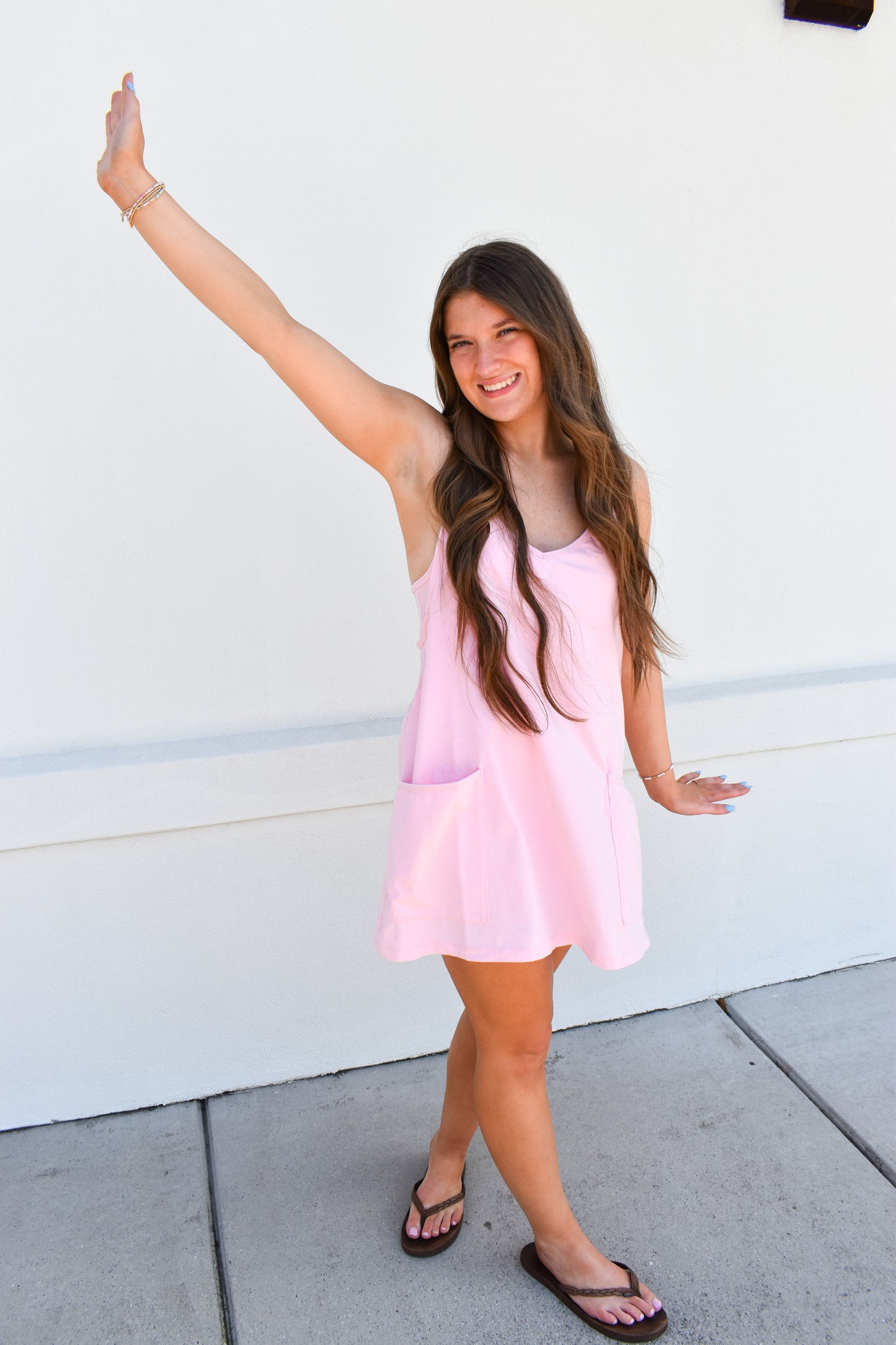 Mini Dress W/ Built in Romper Lining: Pink