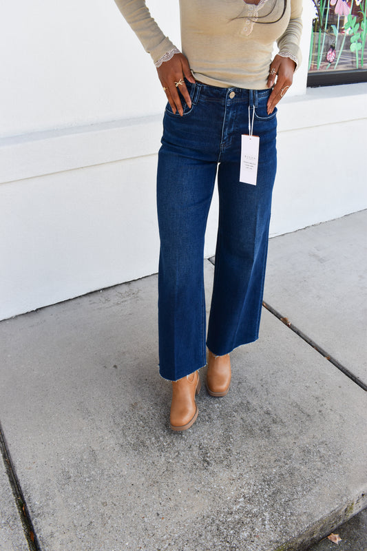Risen High Rise Ankle Wide W/ Crease Detail