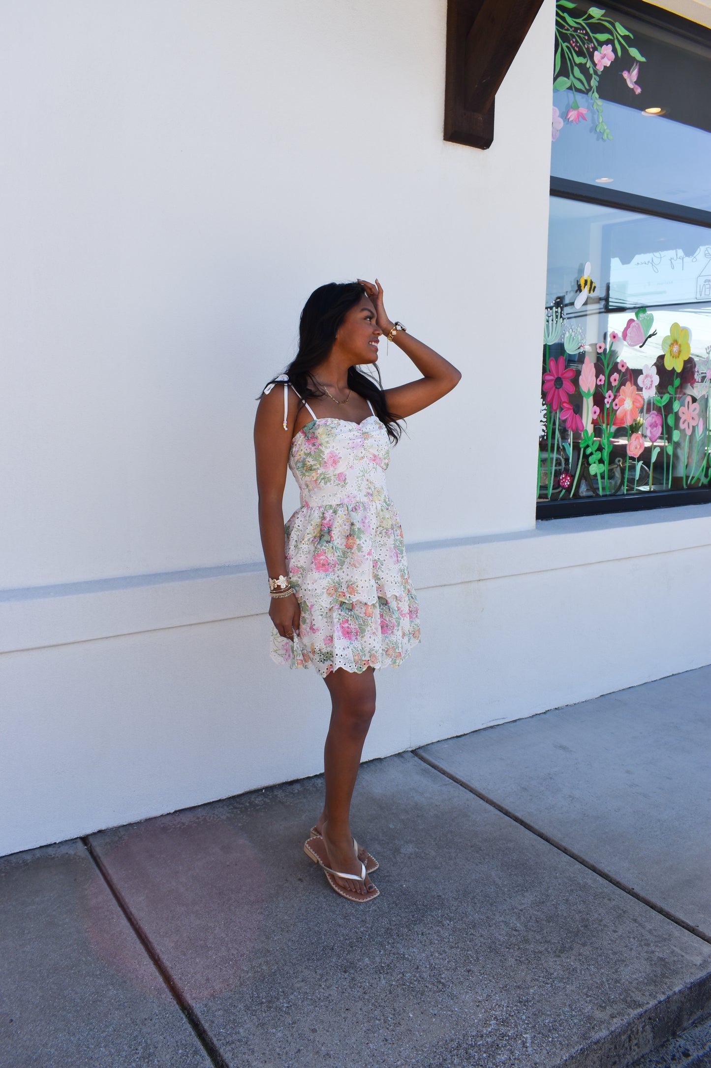Elin Eyelet Tiered Mini Dress
