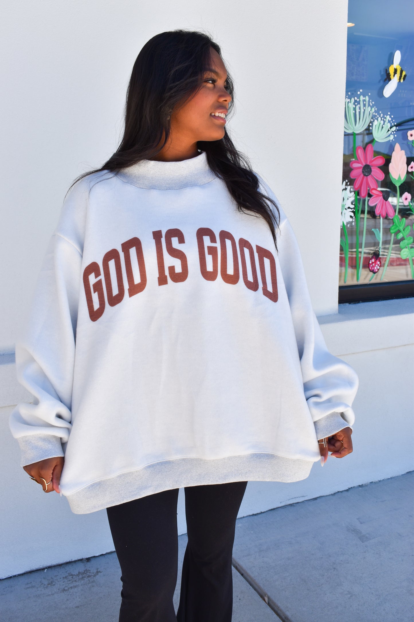 'JESUS & GOD IS GOOD' Reversible Mockneck: Pink