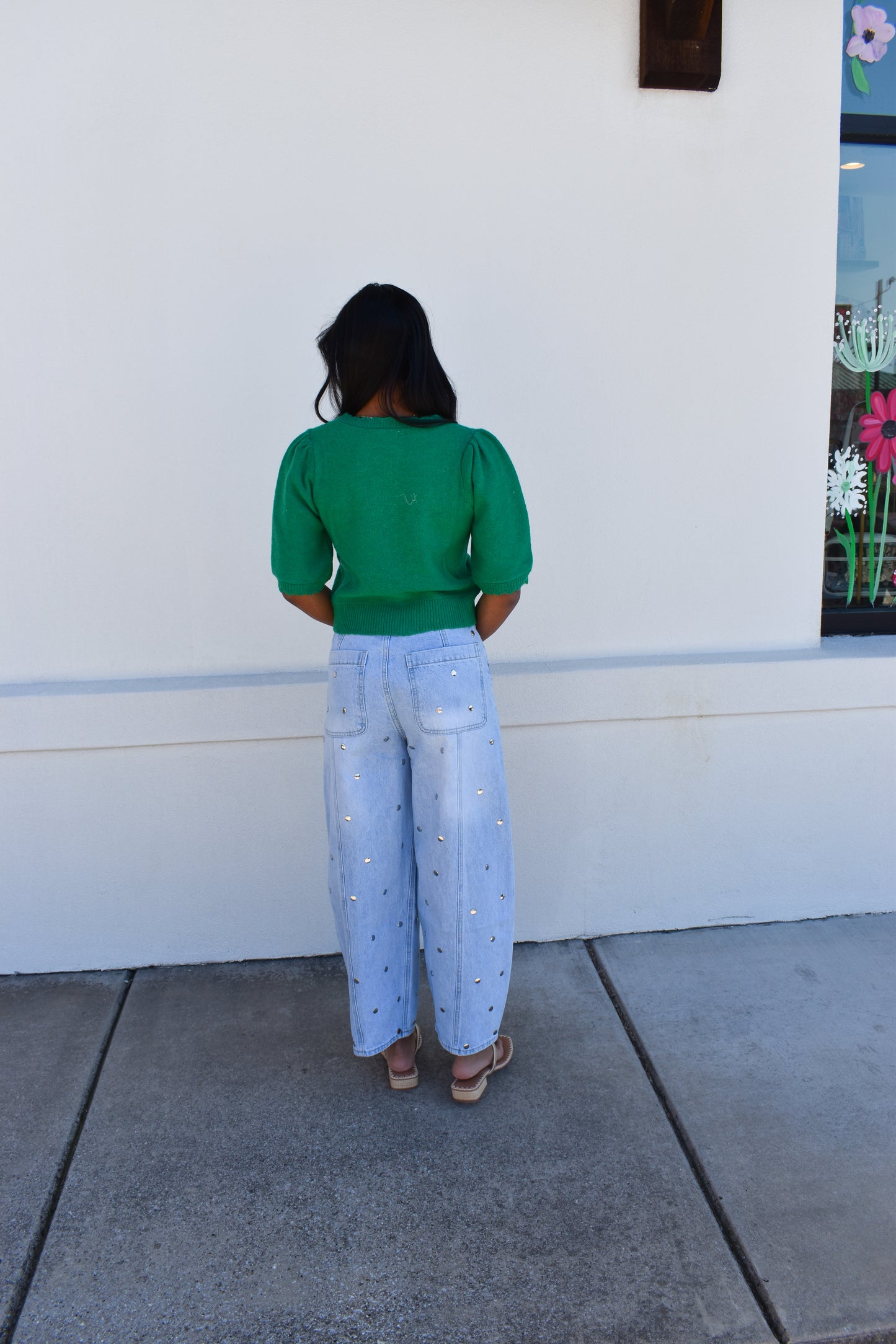 Green Button Short Sleeve Cardigan