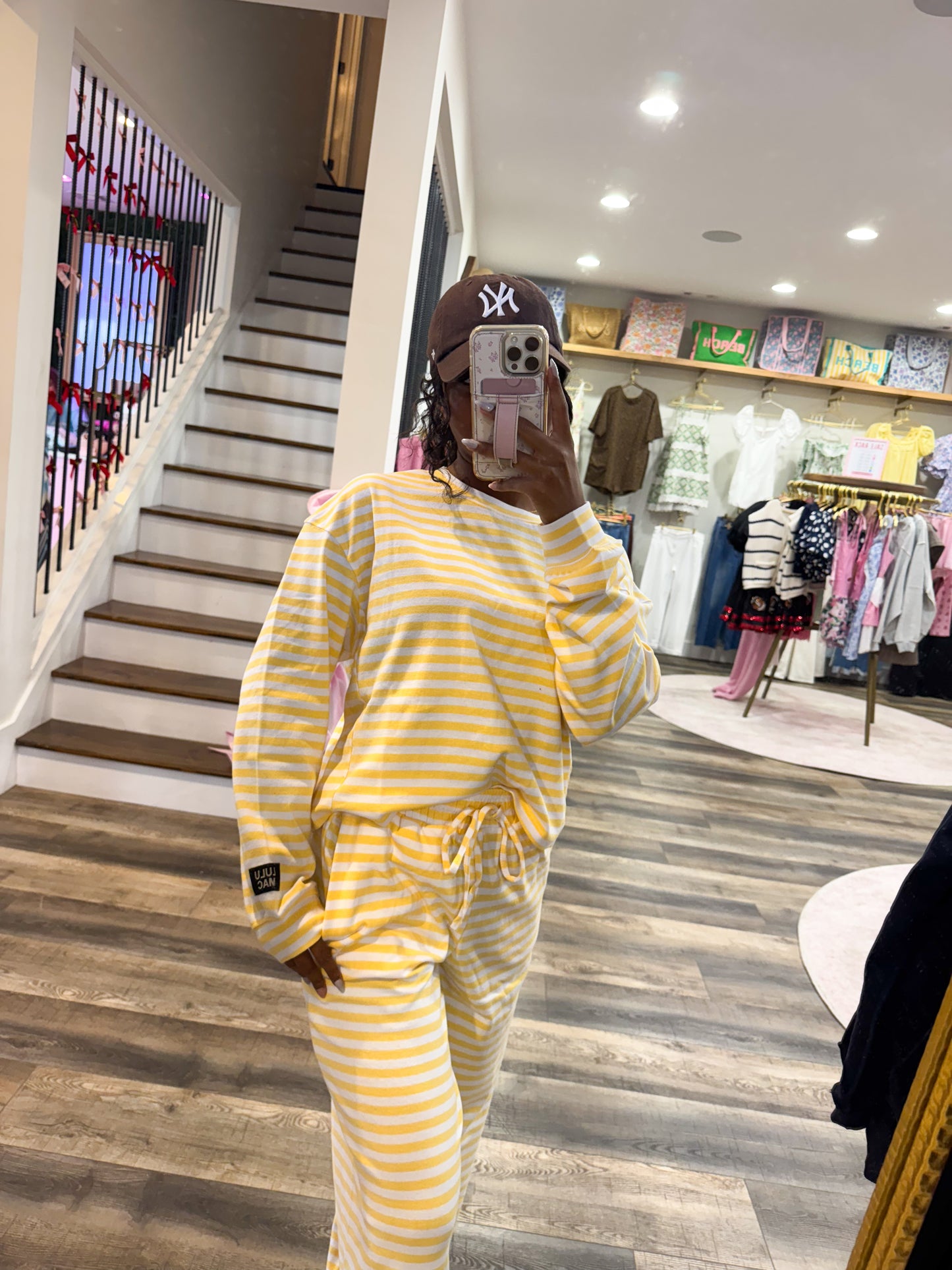 Lulu Mac Stripe Lounge Top: Yellow