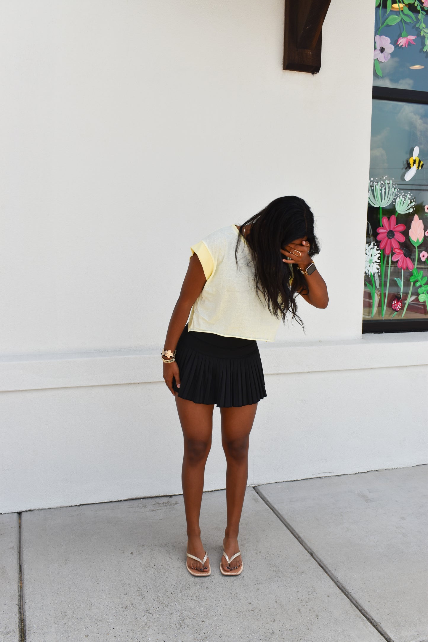 Pleated Tennis Skort: Black