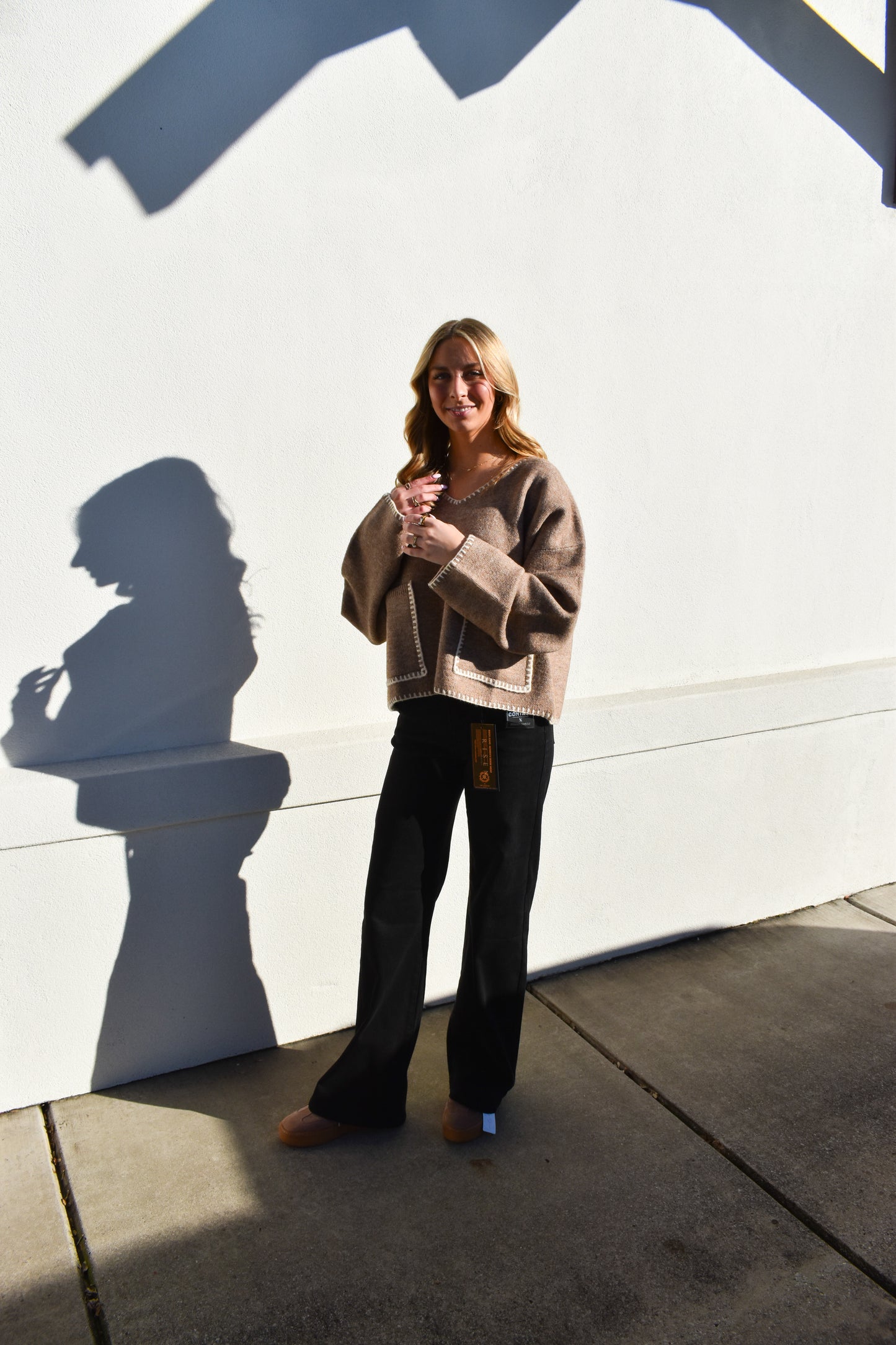 Risen High Rise Wide Leg: Black