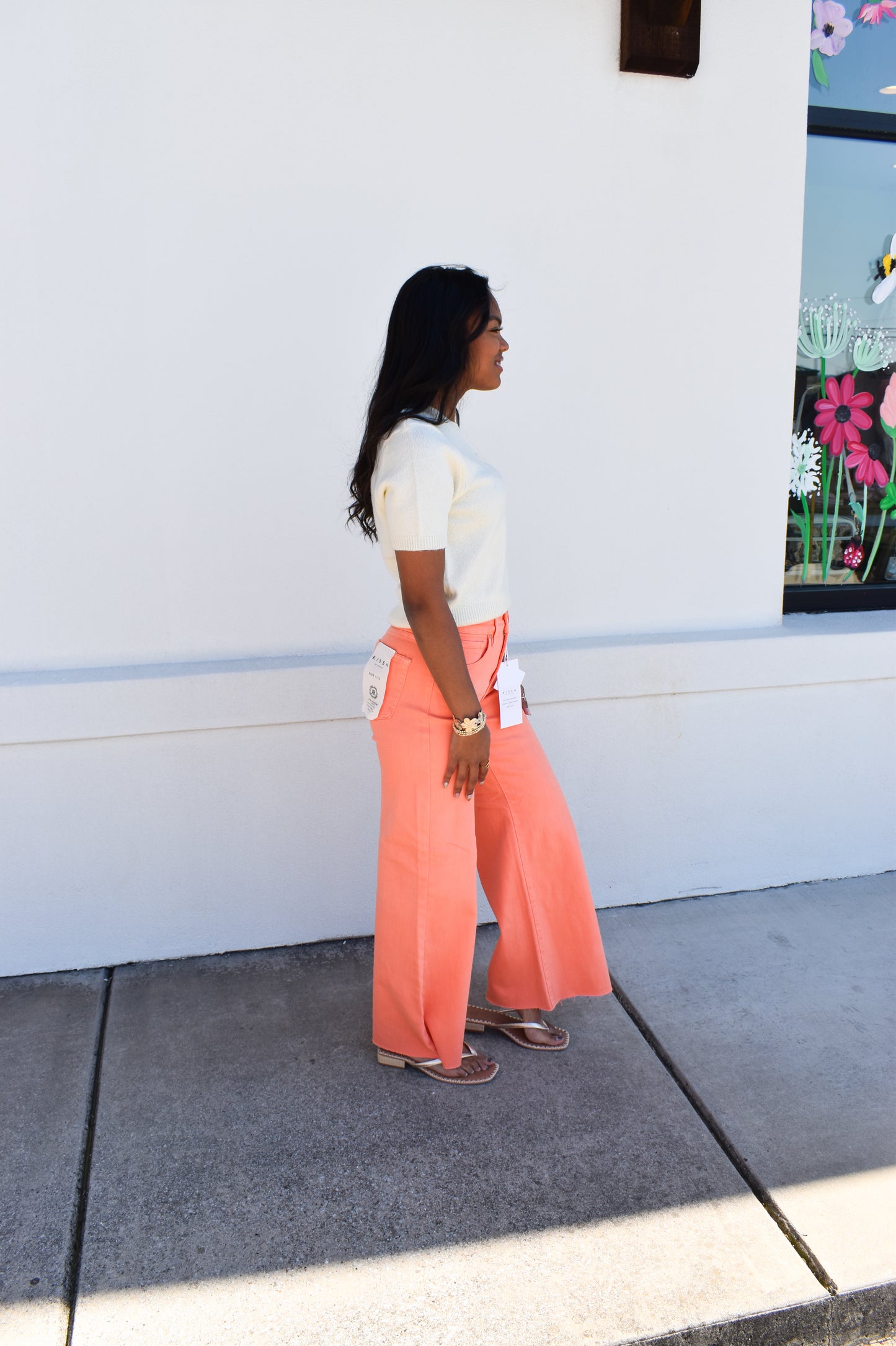 Risen Coral Wide Leg Jeans