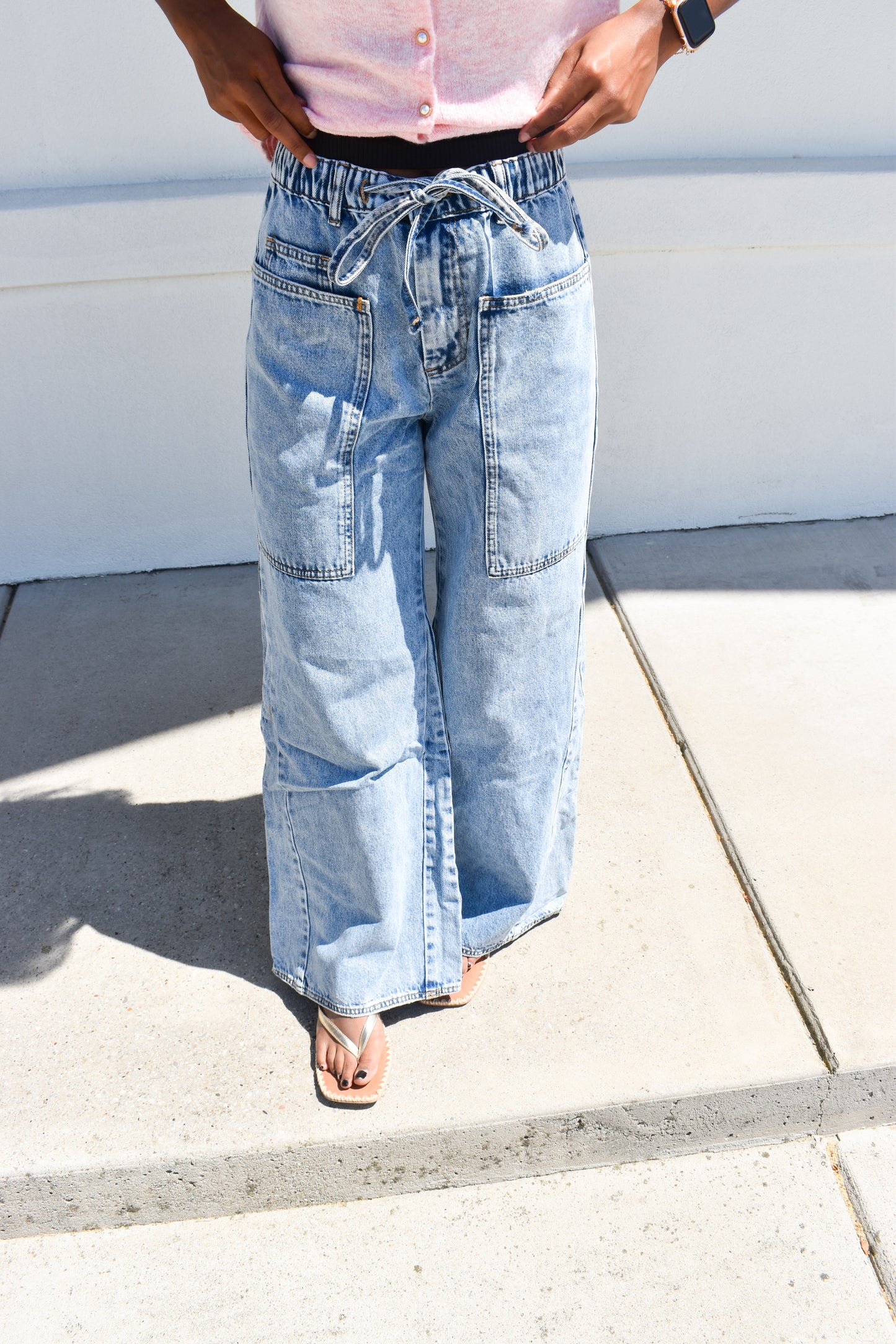 Oversized Wide-Leg Jeans W/ Elastic