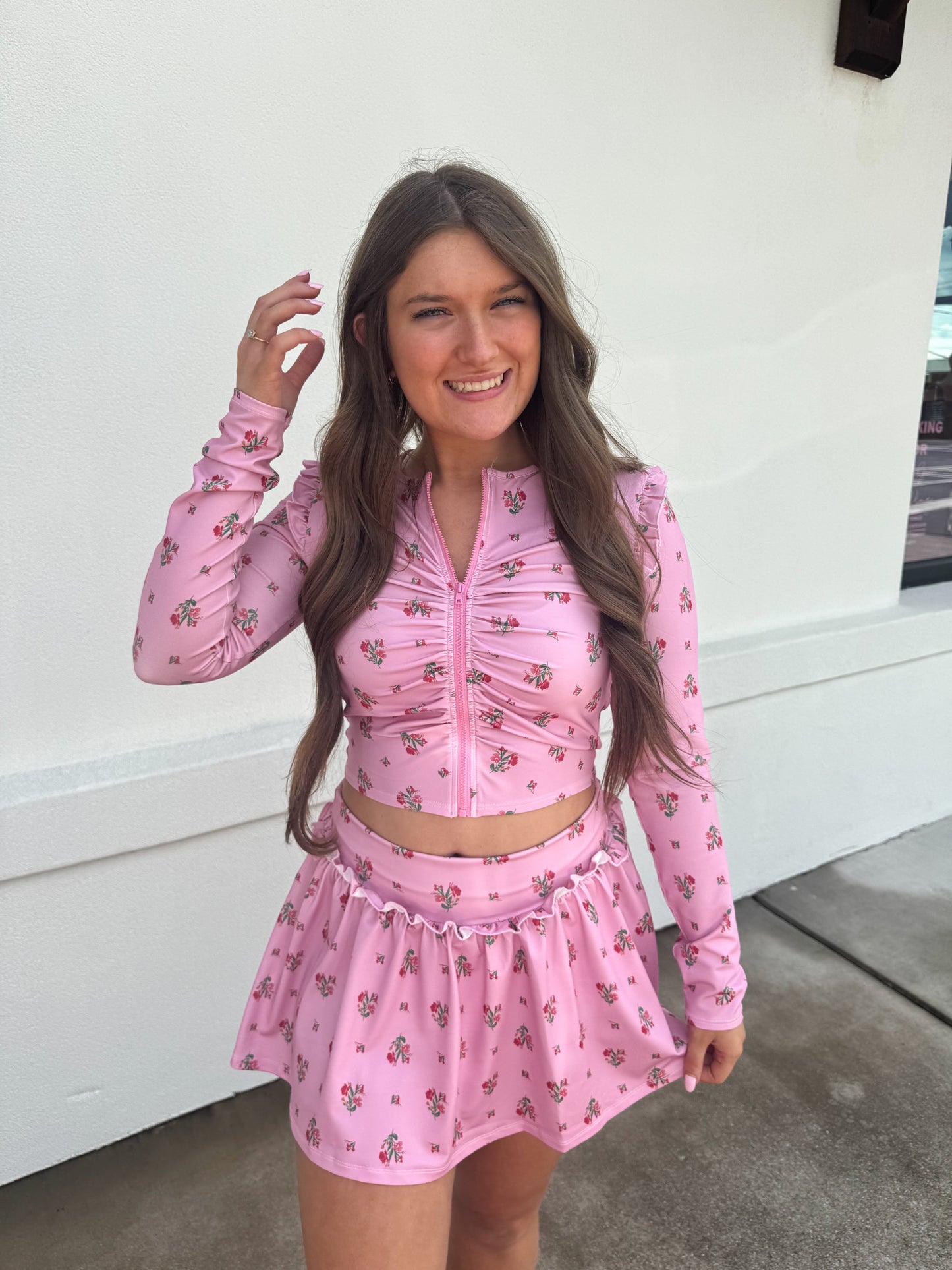 Floral Printed Center Front Ruched Top