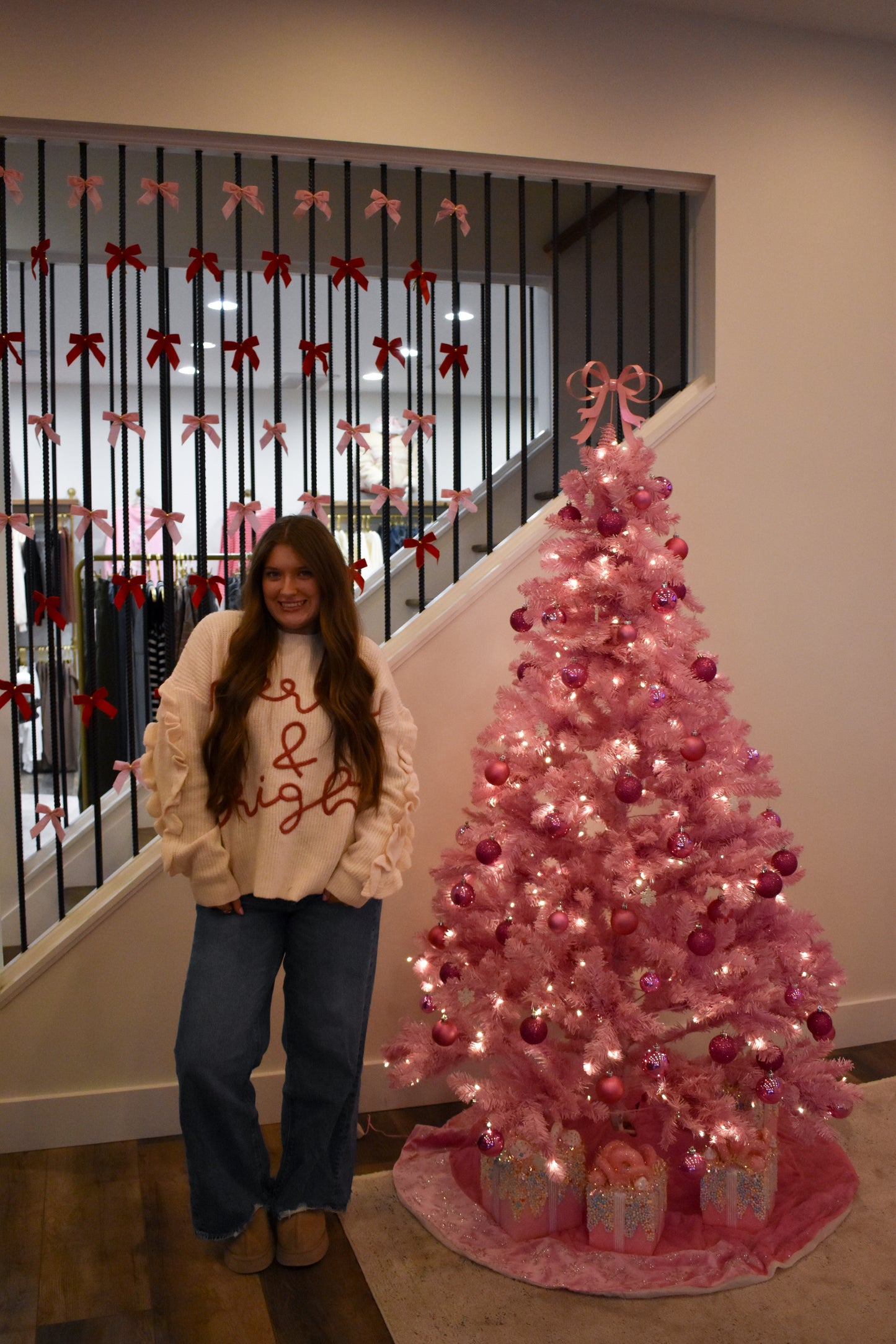 Merry & Bright Cord Letter Ruffle Top