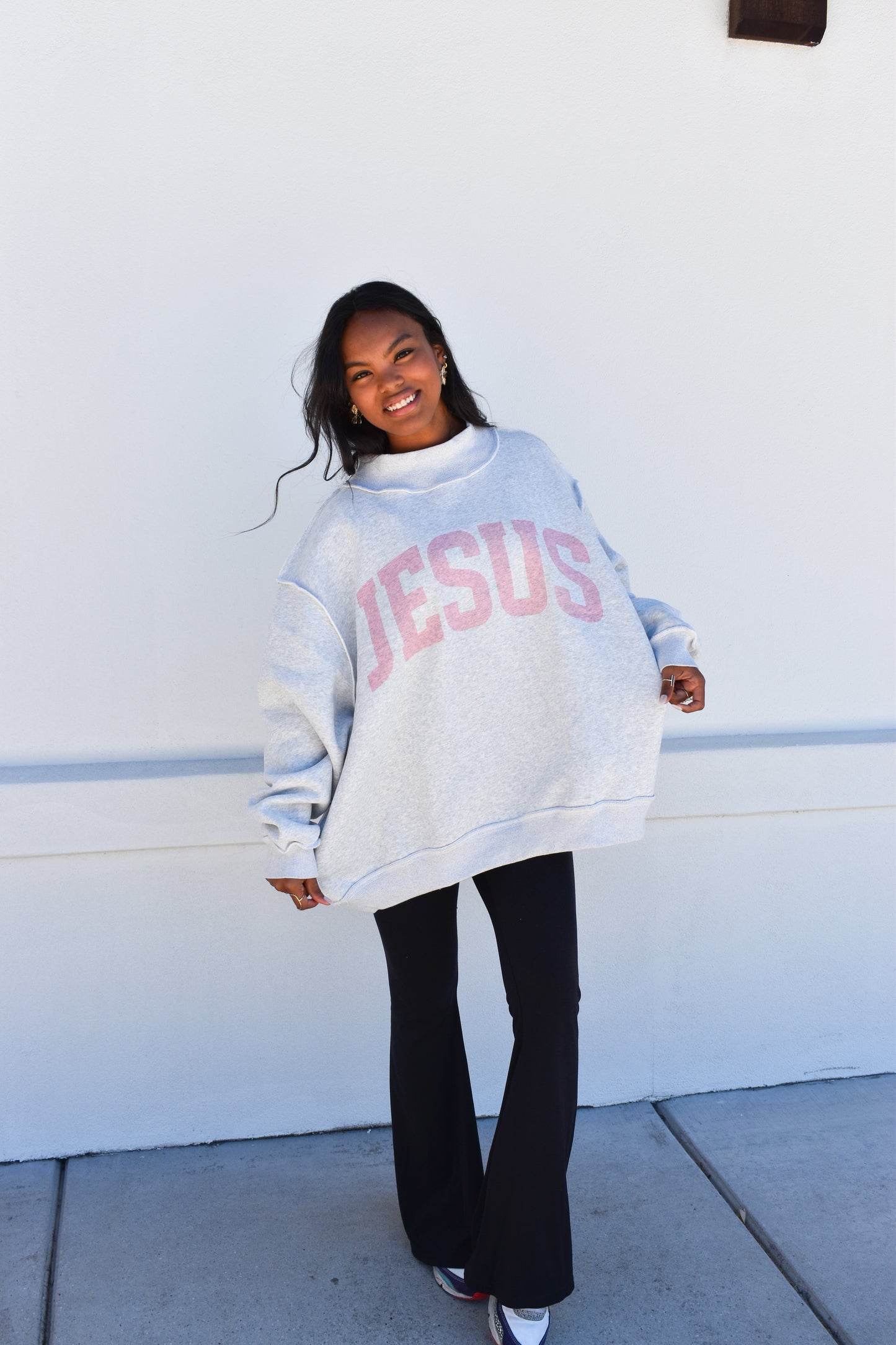 'JESUS & GOD IS GOOD' Reversible Mockneck: Pink