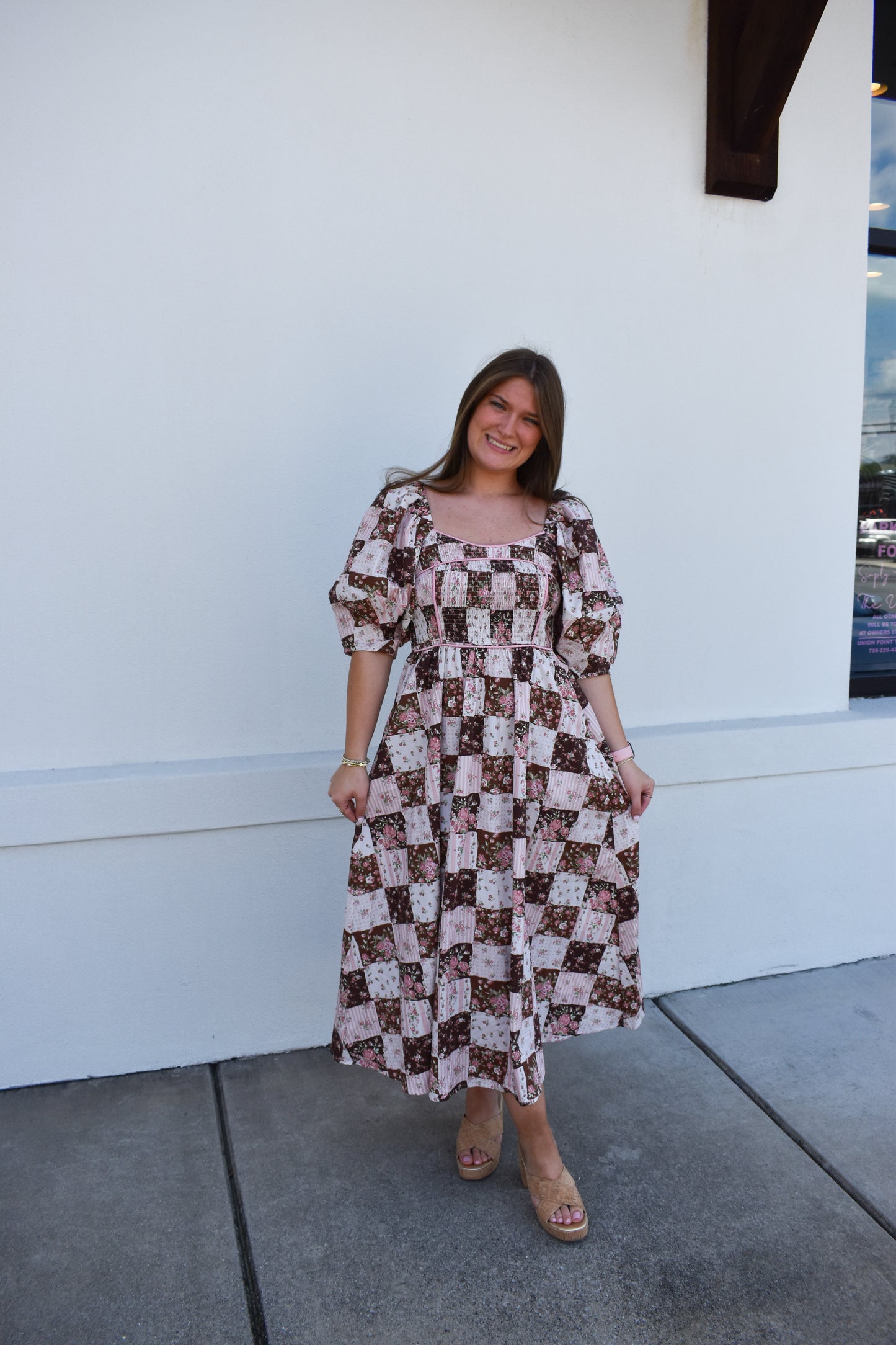 Jessie Floral Maxi Dress W/ Puffy Sleeves