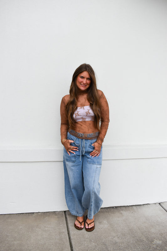 Floral Lace Mesh Layering Top
